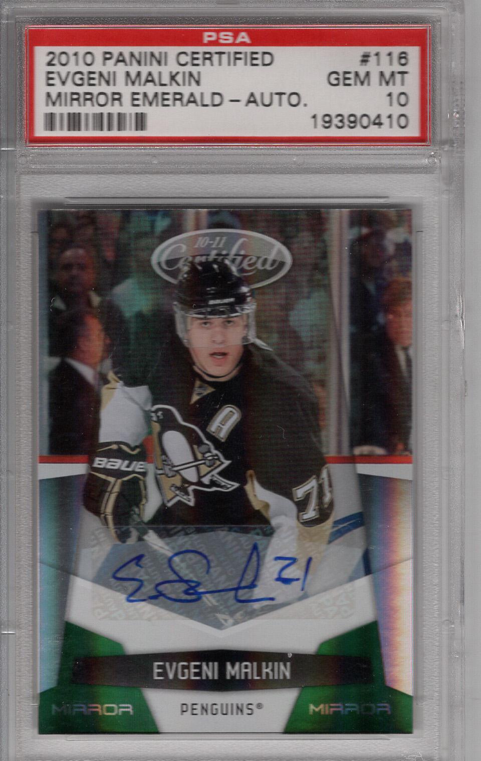 2010-11 Certified Mirror Emerald Auto Evgeni Malkin PSA 10