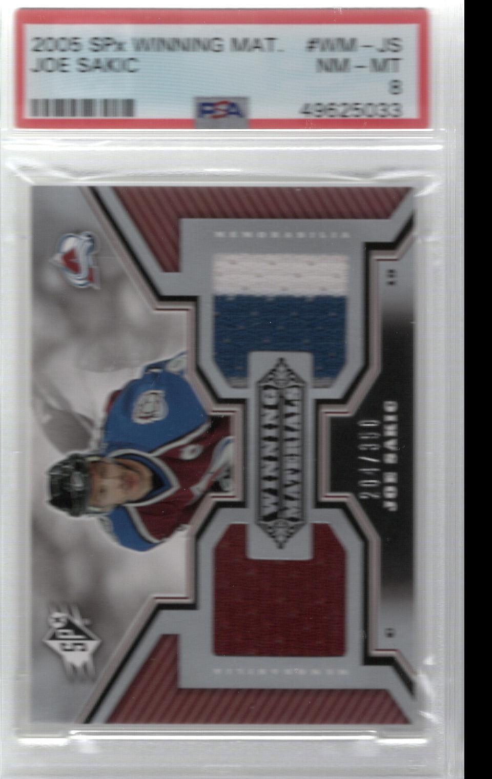 2005-06 SPx Winning Materials Joe Sakic PSA 8