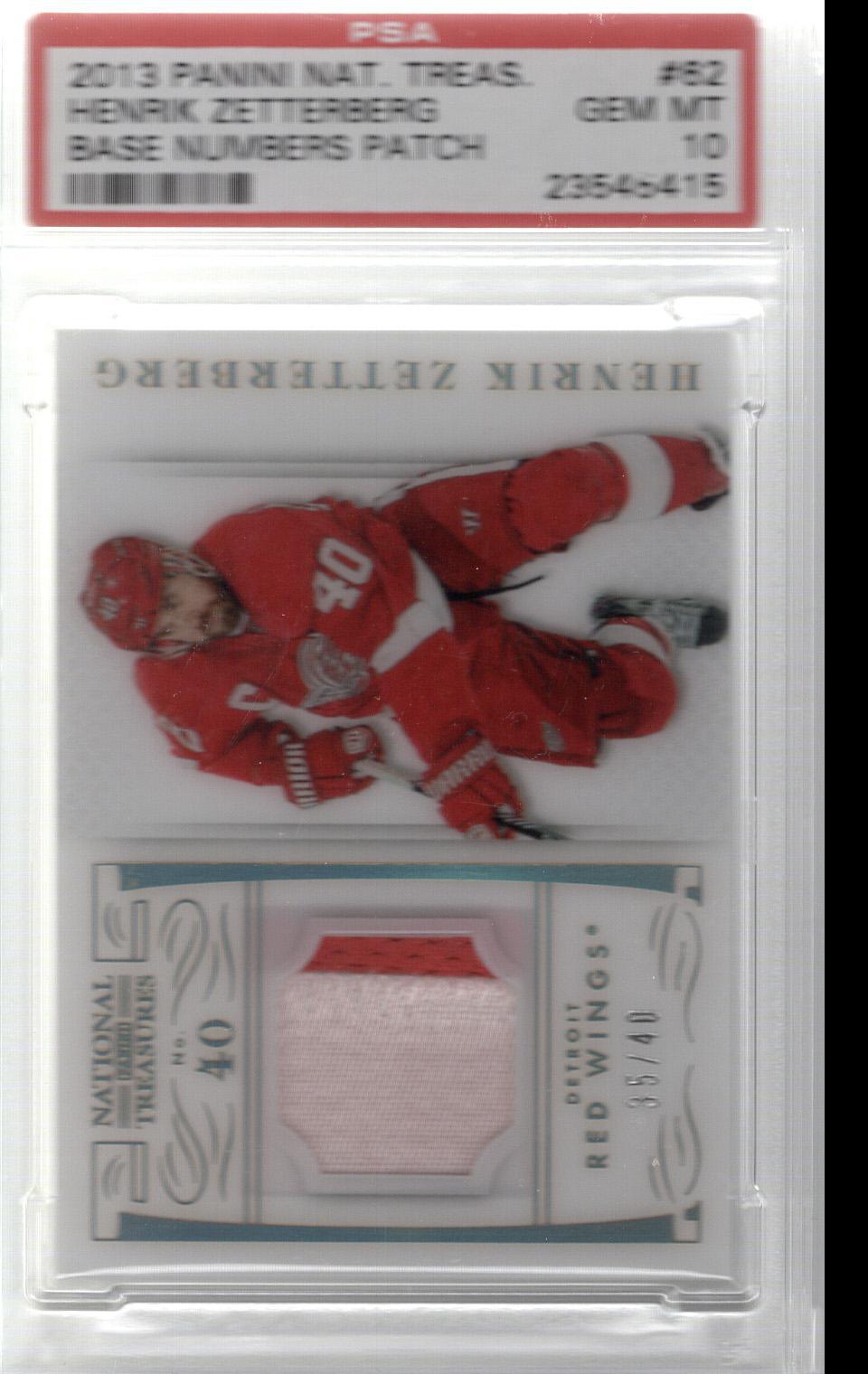 2013-14 National Treasures Base Numbers Patch Henrik Zetterberg PSA 10