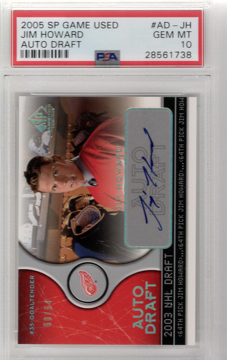 2005-06 SP Game Used Auto Draft Jimmy Howard PSA 10