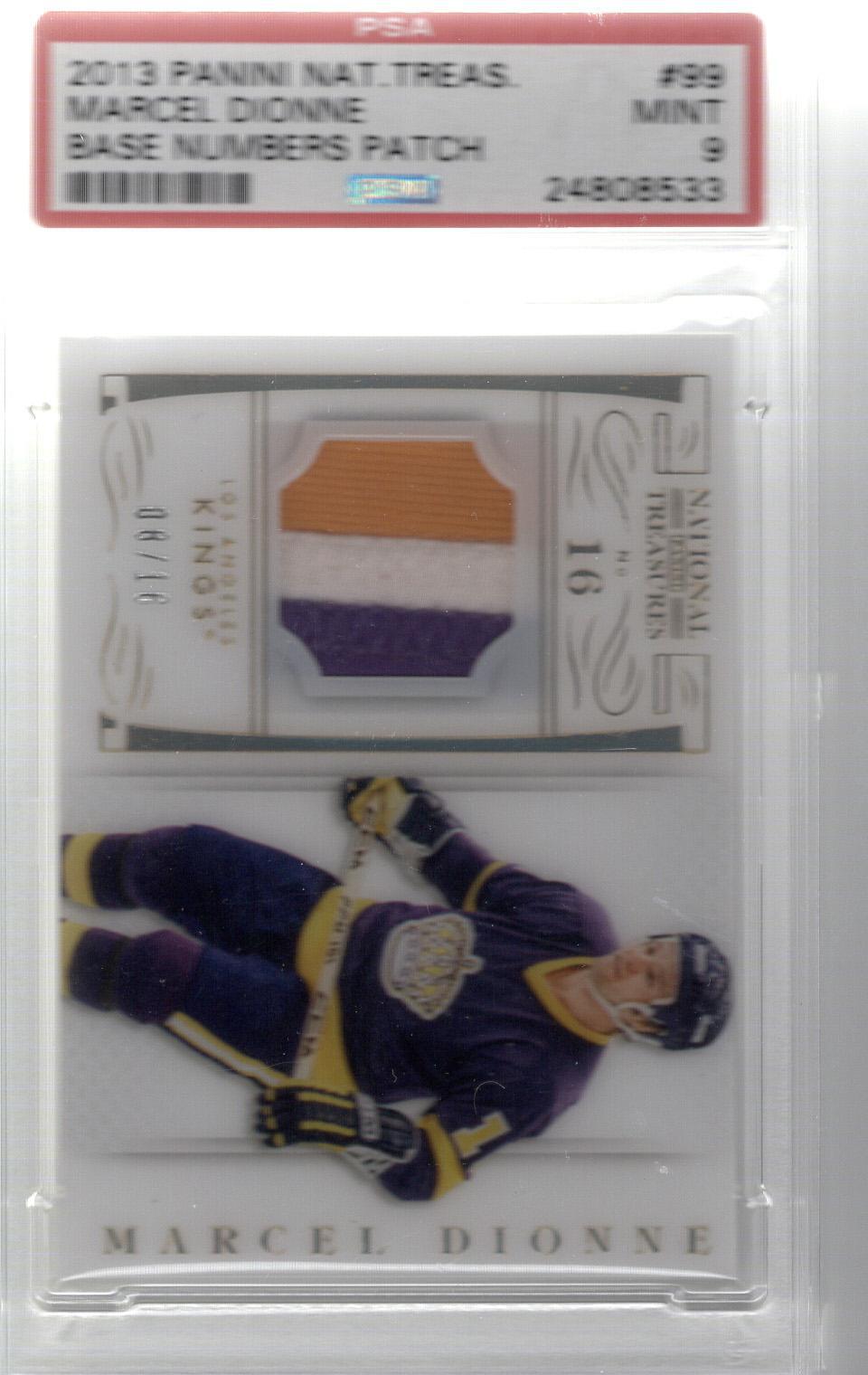 2013-14 National Treasures Base Numbers Patch Marcel Dionne PSA 9