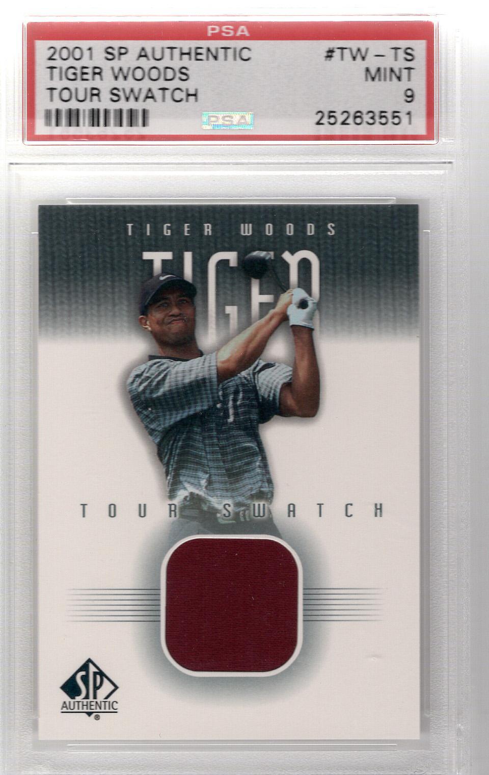 2001 SP Authentic Tour Swatch Jersey Tiger Woods PSA 9