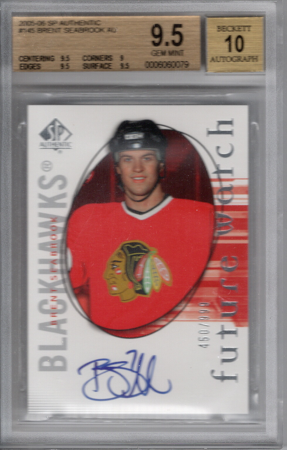 2005-06 SP Authentic Auto Brent Seabrook BGS 9.5