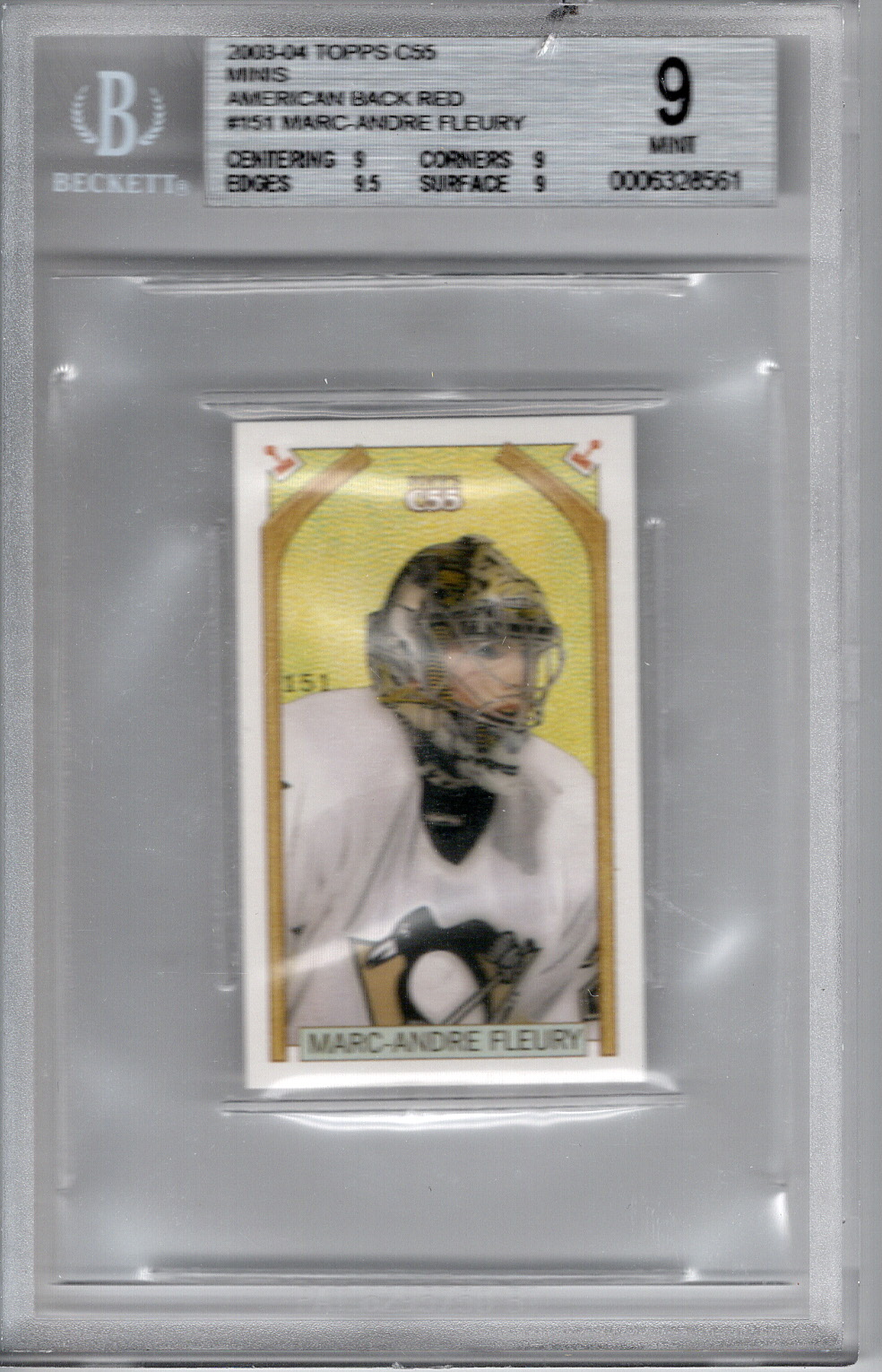 2003-04 Topps C55 Mini American Back Red Marc-Andre Fleury BGS 9