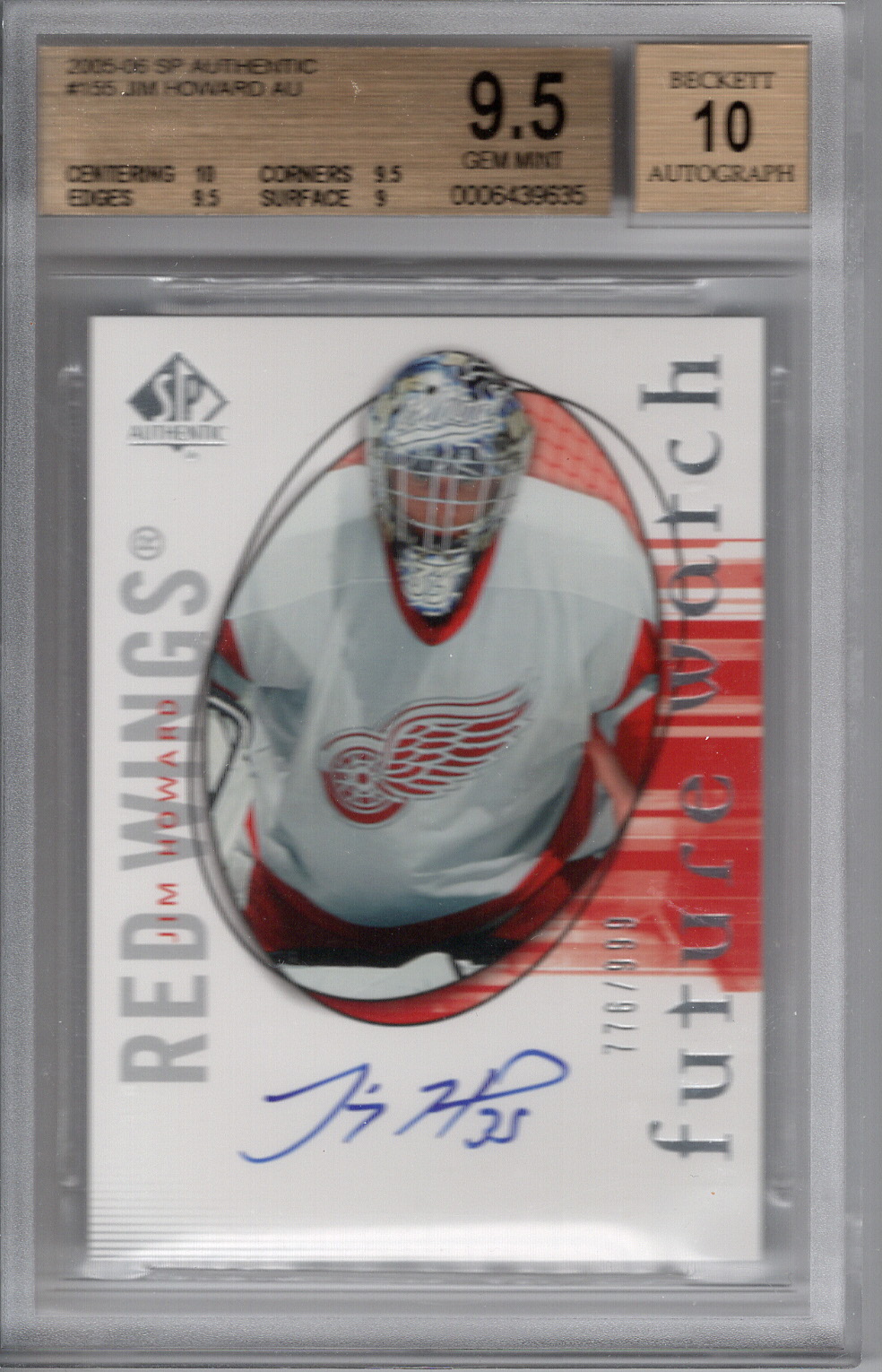 2005-06 SP Authentic Auto RC Jimmy Howard BGS 9.5