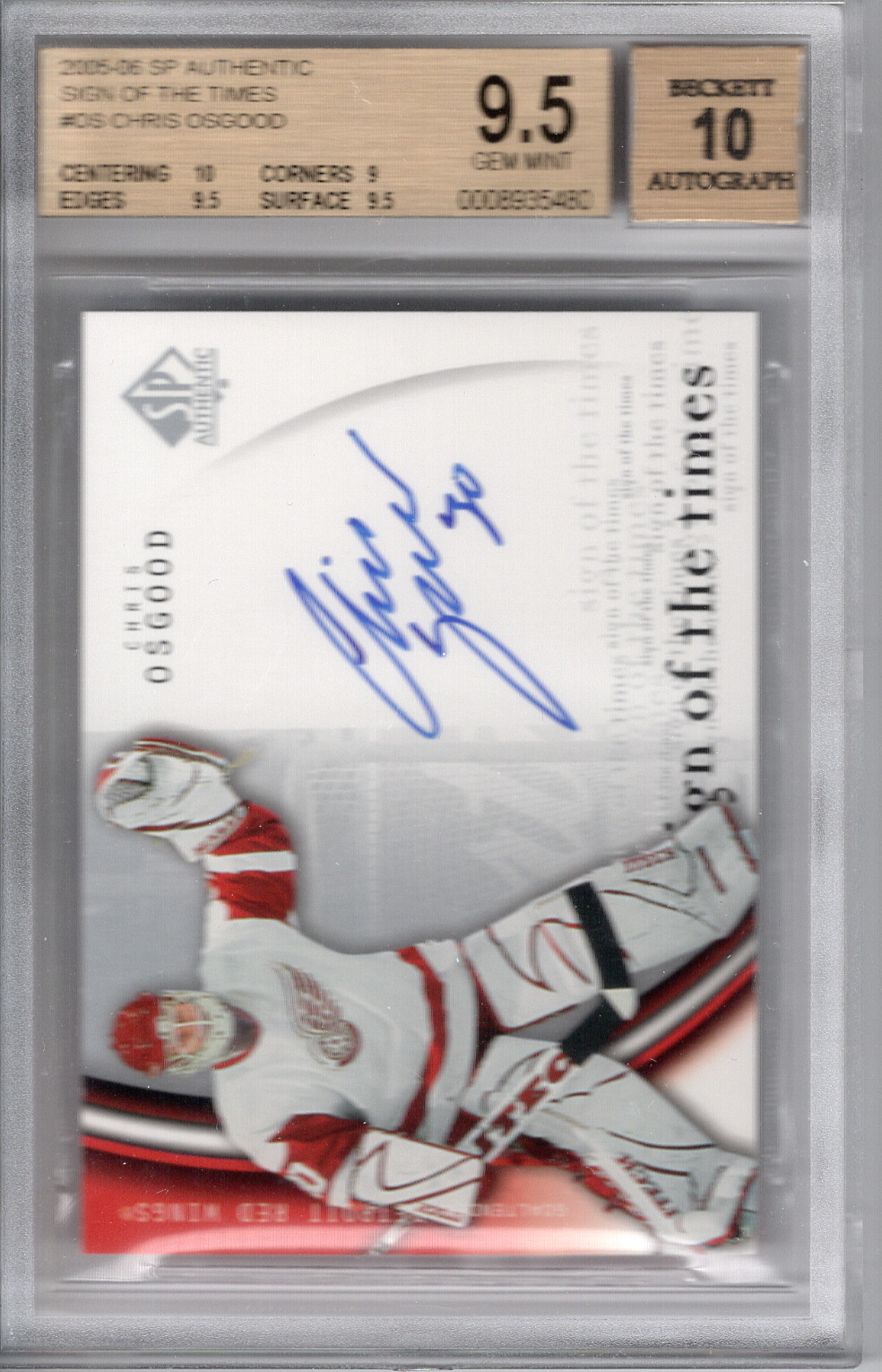 2005-06 SP Authentic Sign of the Times Auto Chris Osgood BGS 9.5