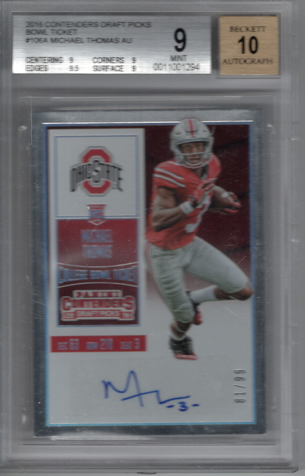 2016 Contenders Draft Picks Bowl Ticket Auto Michael Thomas BGS 9
