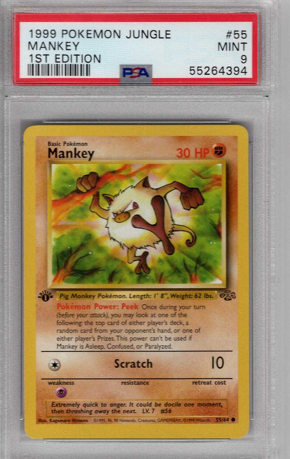 1999 Jungle 1st Edition Mankey PSA 9