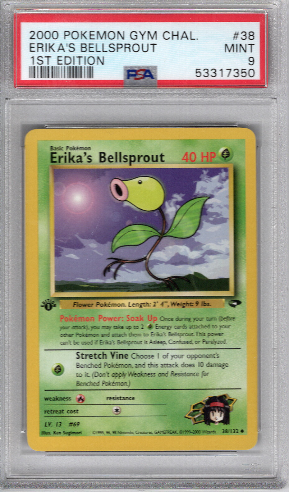 2000 Gym Challenge First Edition Erika's Bellsprout PSA 9