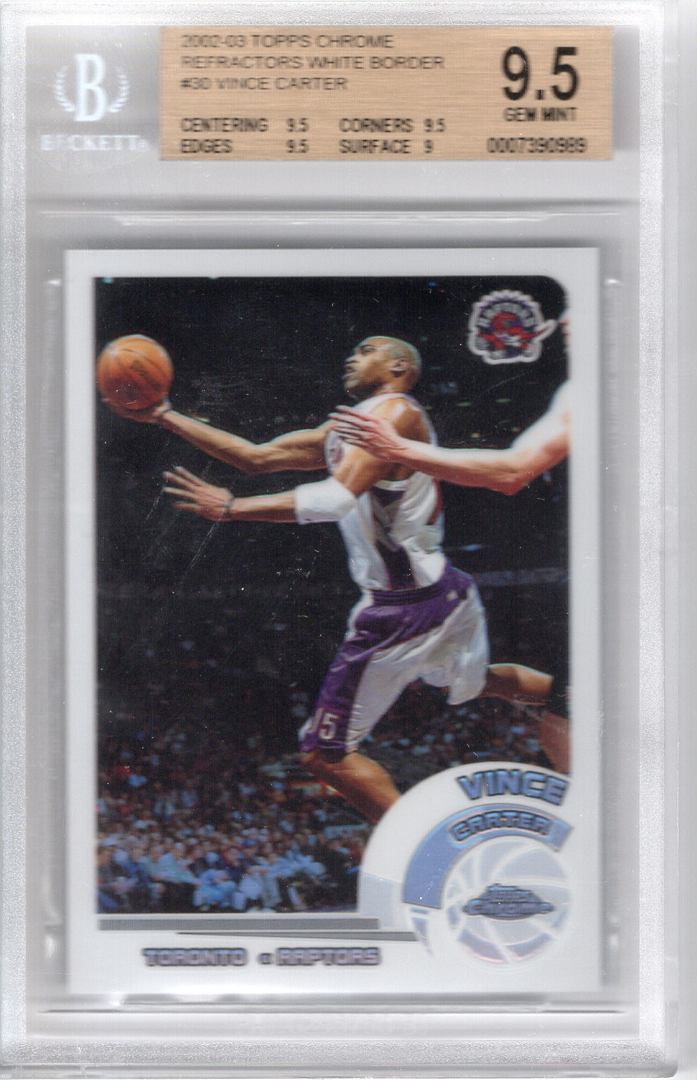 2002-03 Topps Chrome White Refractor Vince Carter BGS 9.5