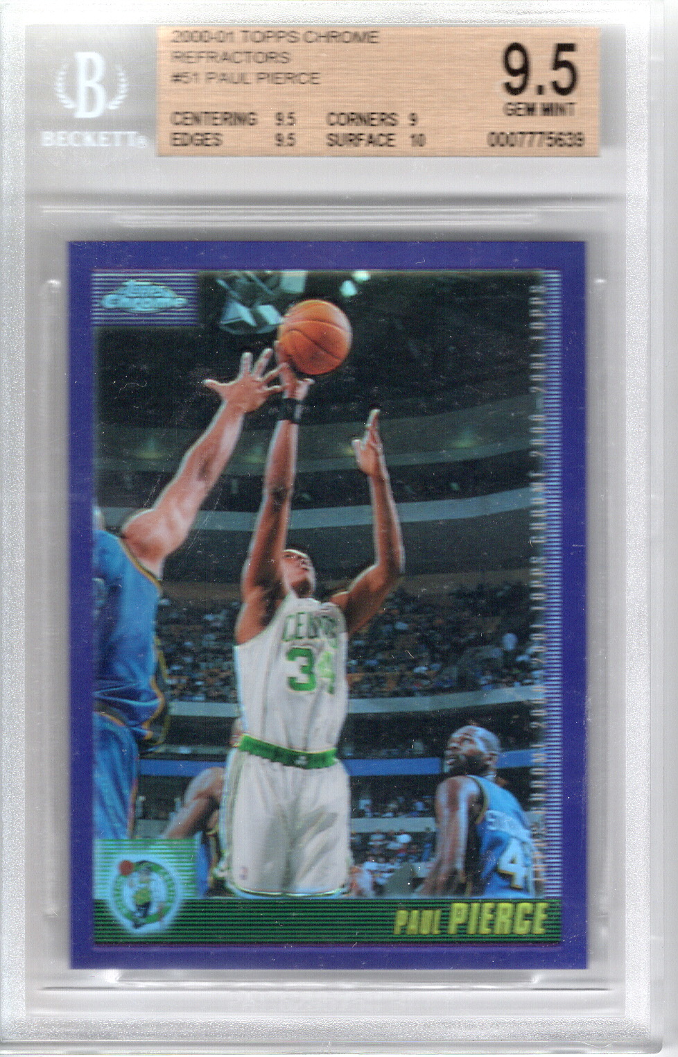 2000-01 Topps Chrome Refractor Paul Pierce BGS 9.5