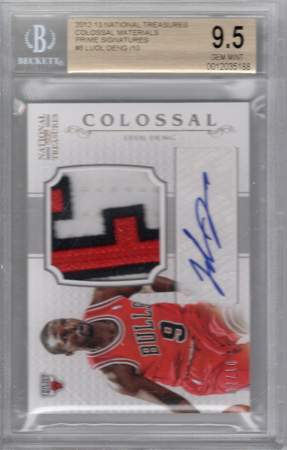 2012-13 National Treasures Colossal Materials Prime Signatures Luol Deng BGS 9.5