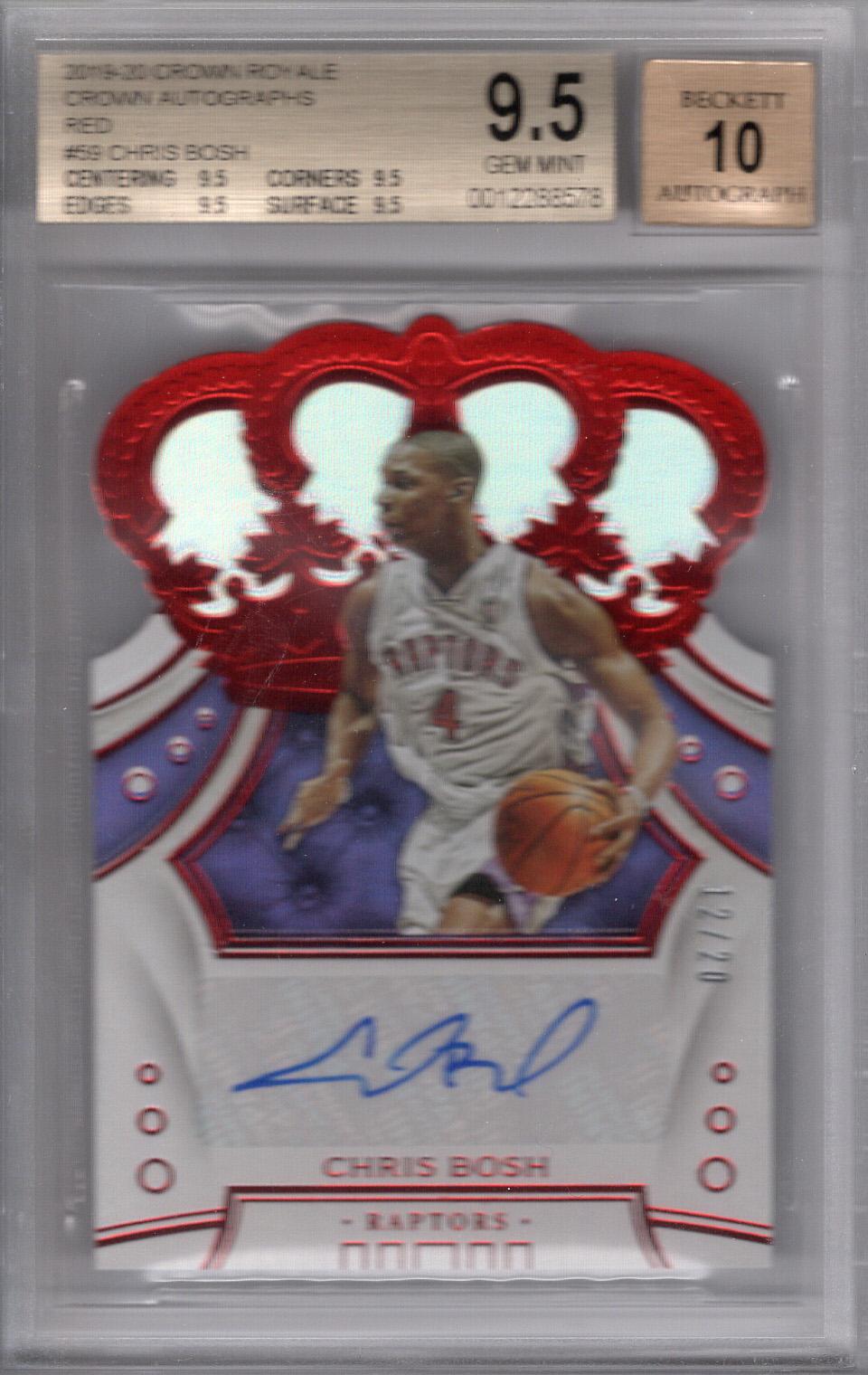 2019-20 Crown Royale Red Auto /20 Chris Bosh BGS 9.5