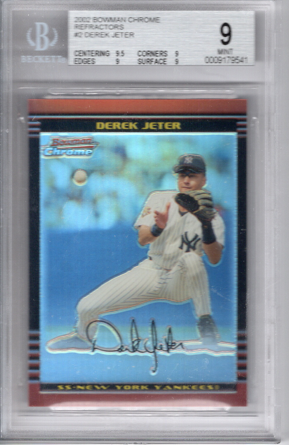 2002 Bowman Chrome Refractor Derek Jeter BGS 9