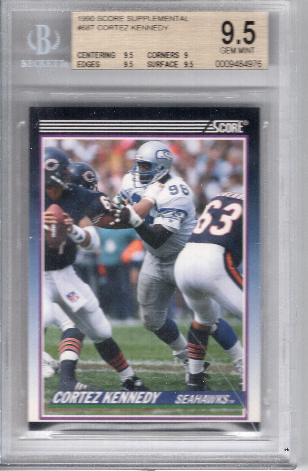 1990 Score Supplemental RC Cortez Kennedy BGS 9.5