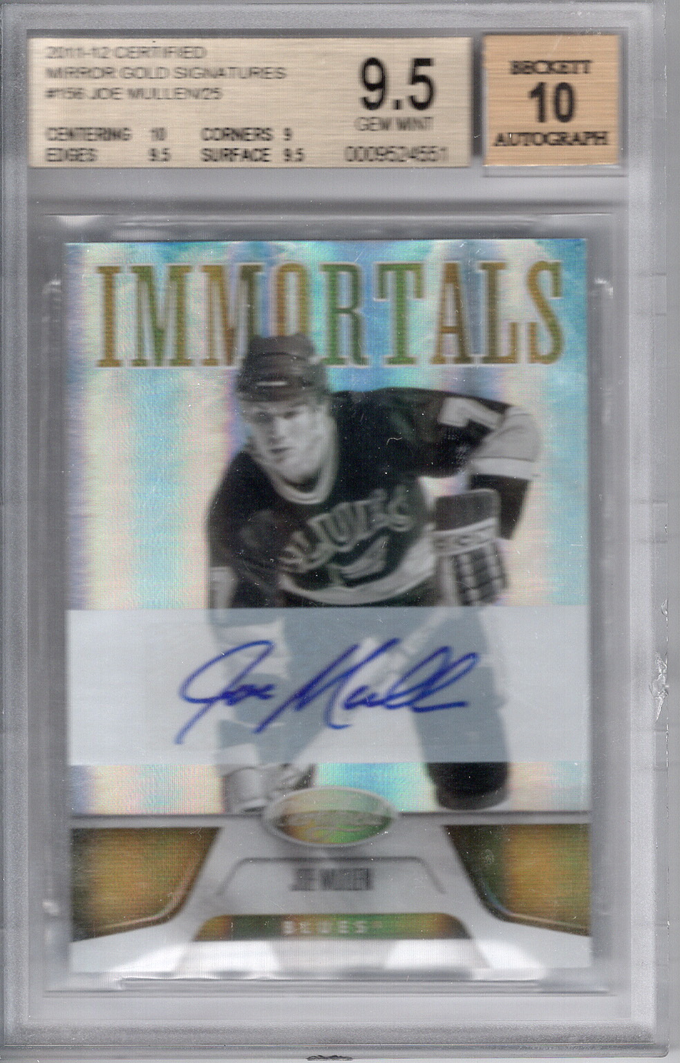 2011-12 Certified Mirror Gold Signatures Joe Mullen BGS 9.5