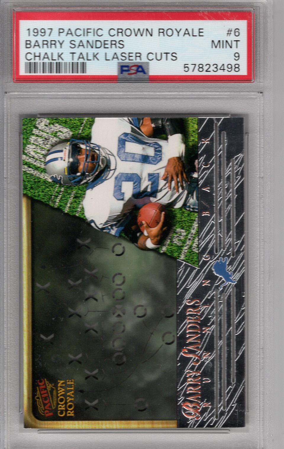 1997 Crown Royale Chalk Talk Laser Cuts Barry Sanders PSA 9