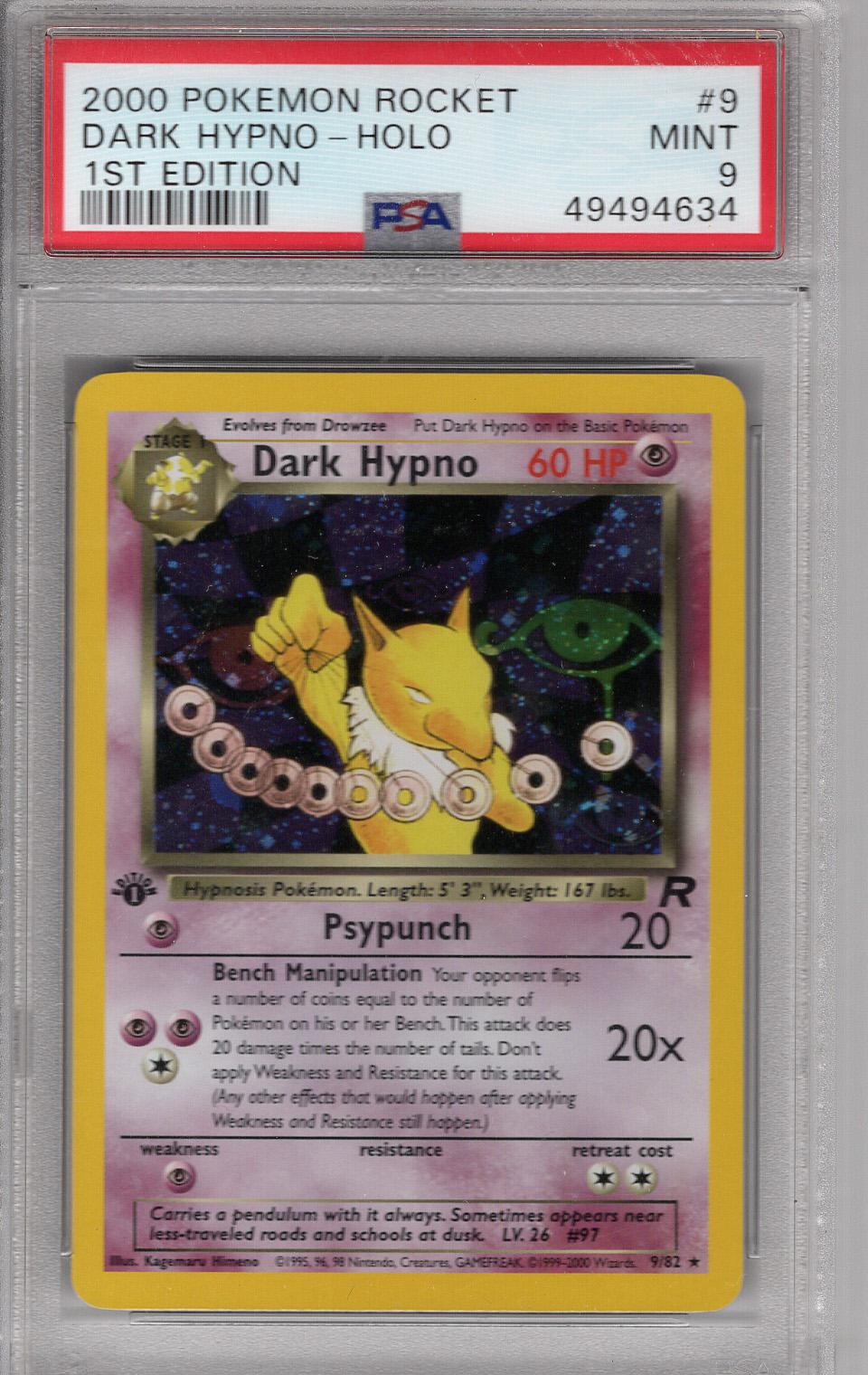 2000 Rocket First Edition Holo Dark Hypno PSA 9