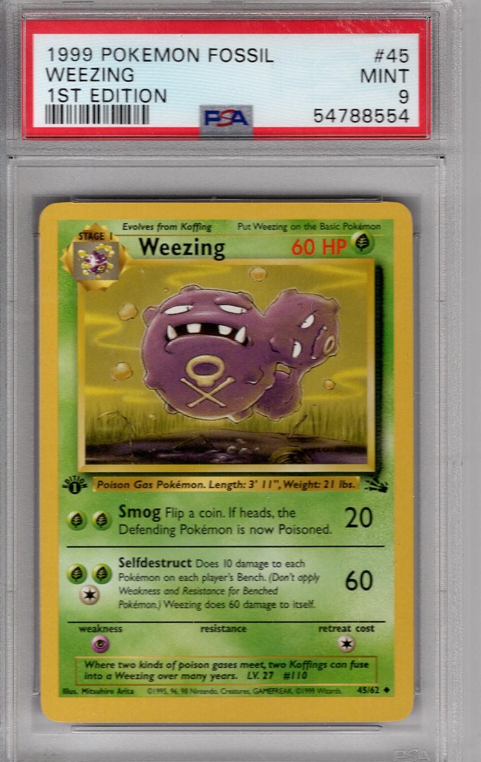 1999 Fossil First Edition Weezing PSA 9