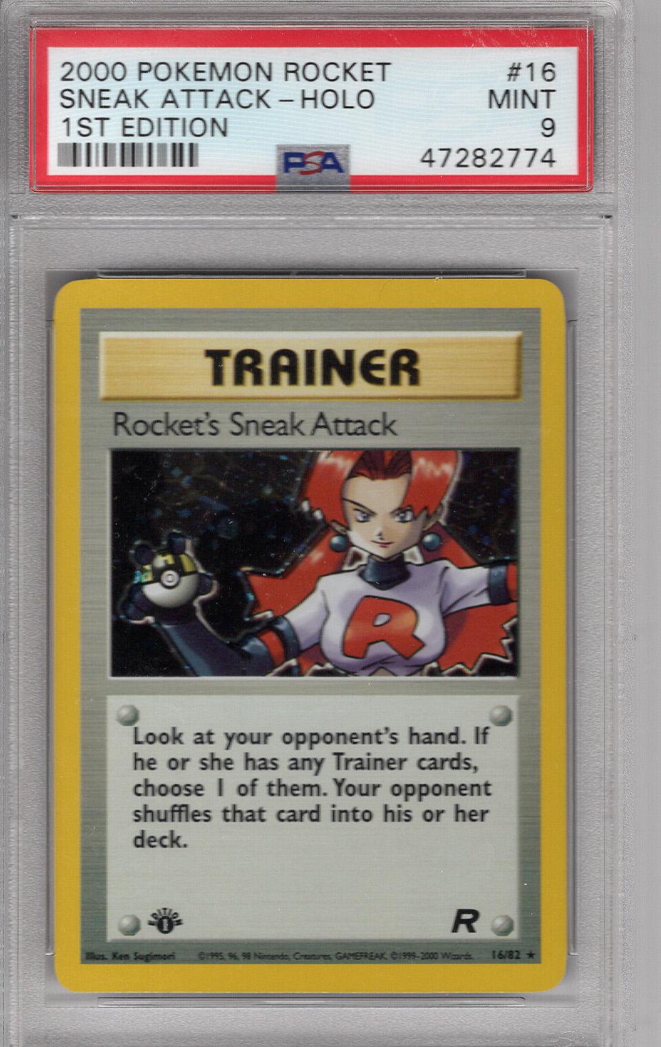 2000 Rocket First Edition Rocket's Sneak Attack Holo PSA 9