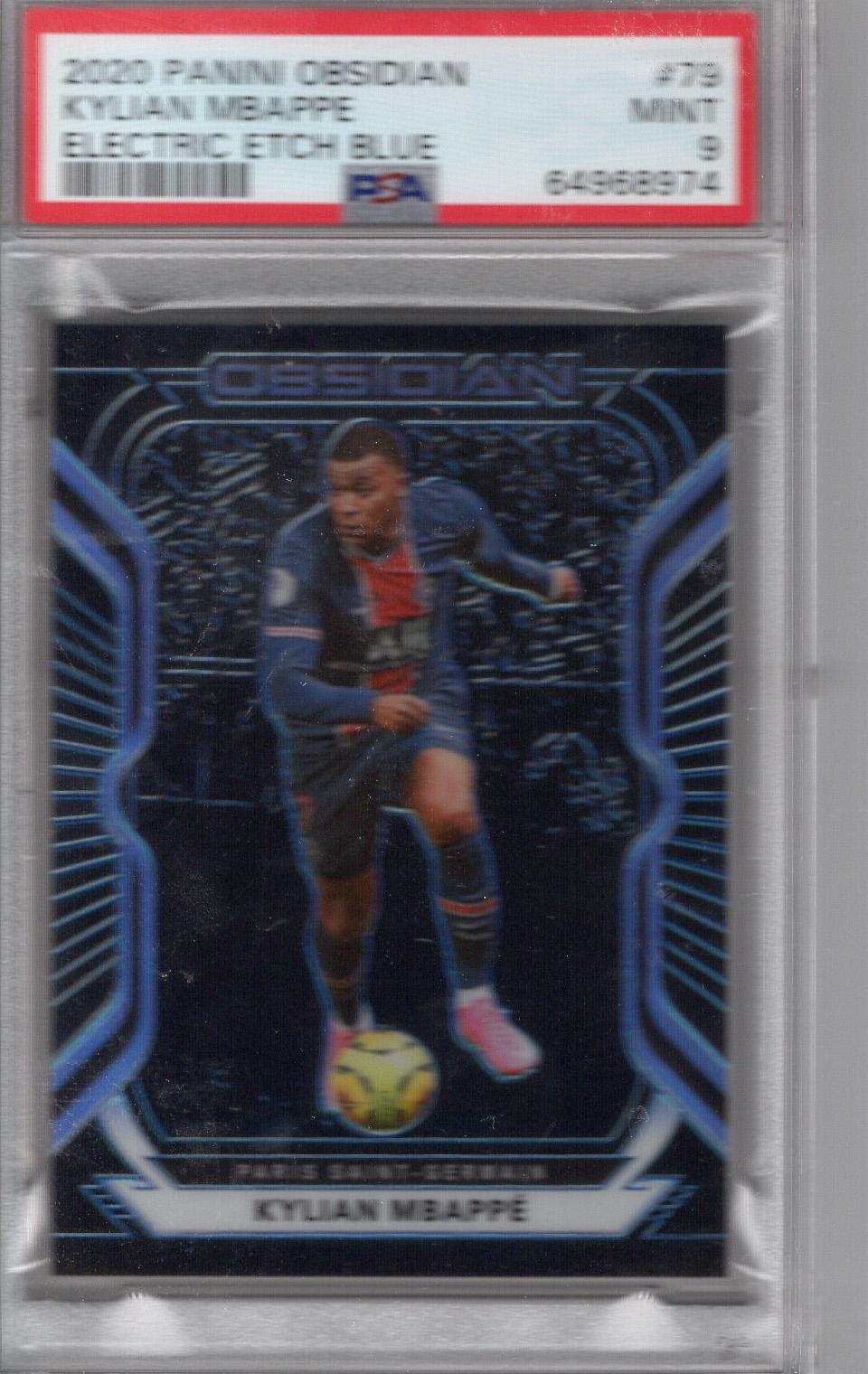 2020 Obsidian Electric Etch Blue /30 Kylian Mbappe PSA 9