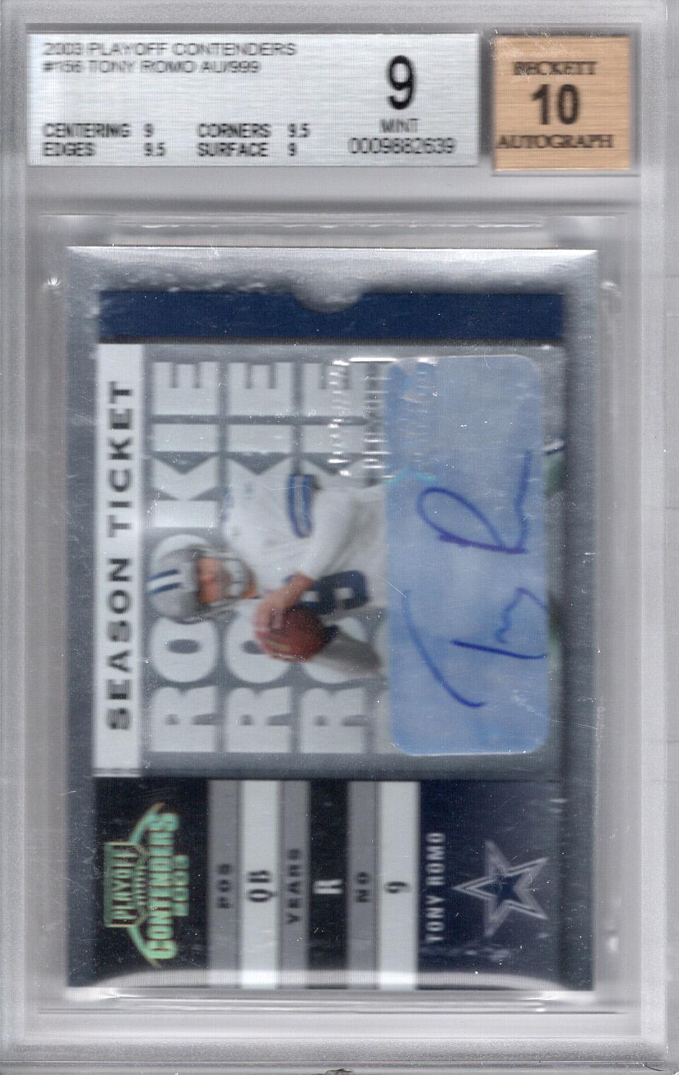 2003 Contenders Auto RC Tony Romo BGS 9