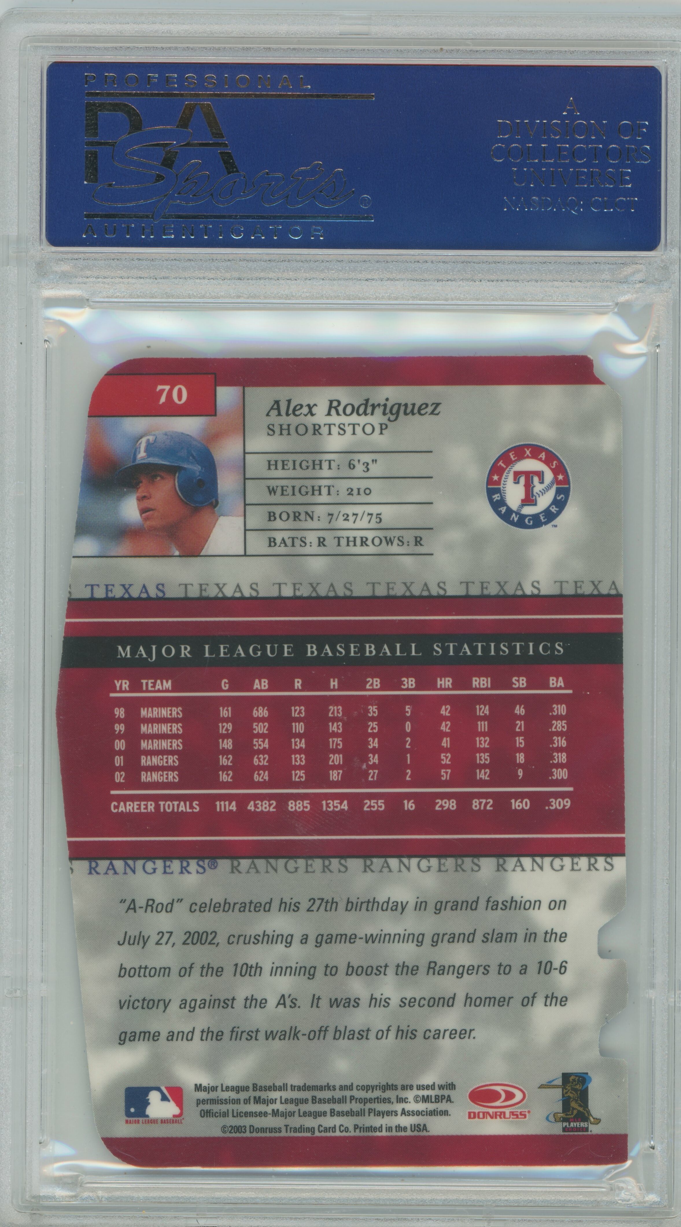 2003 Elite Aspirations Alex Rodriguez PSA 9