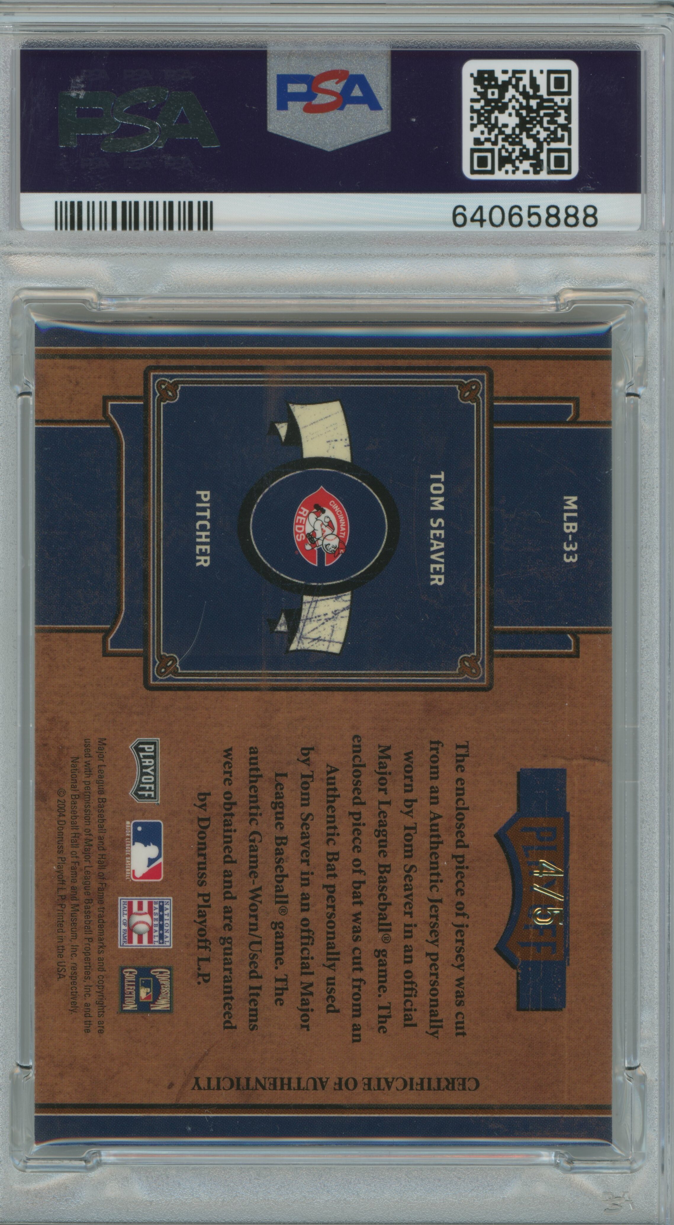 2004 Prime Cuts II MLB Icons Patch Bat Auto Tom Seaver PSA 6