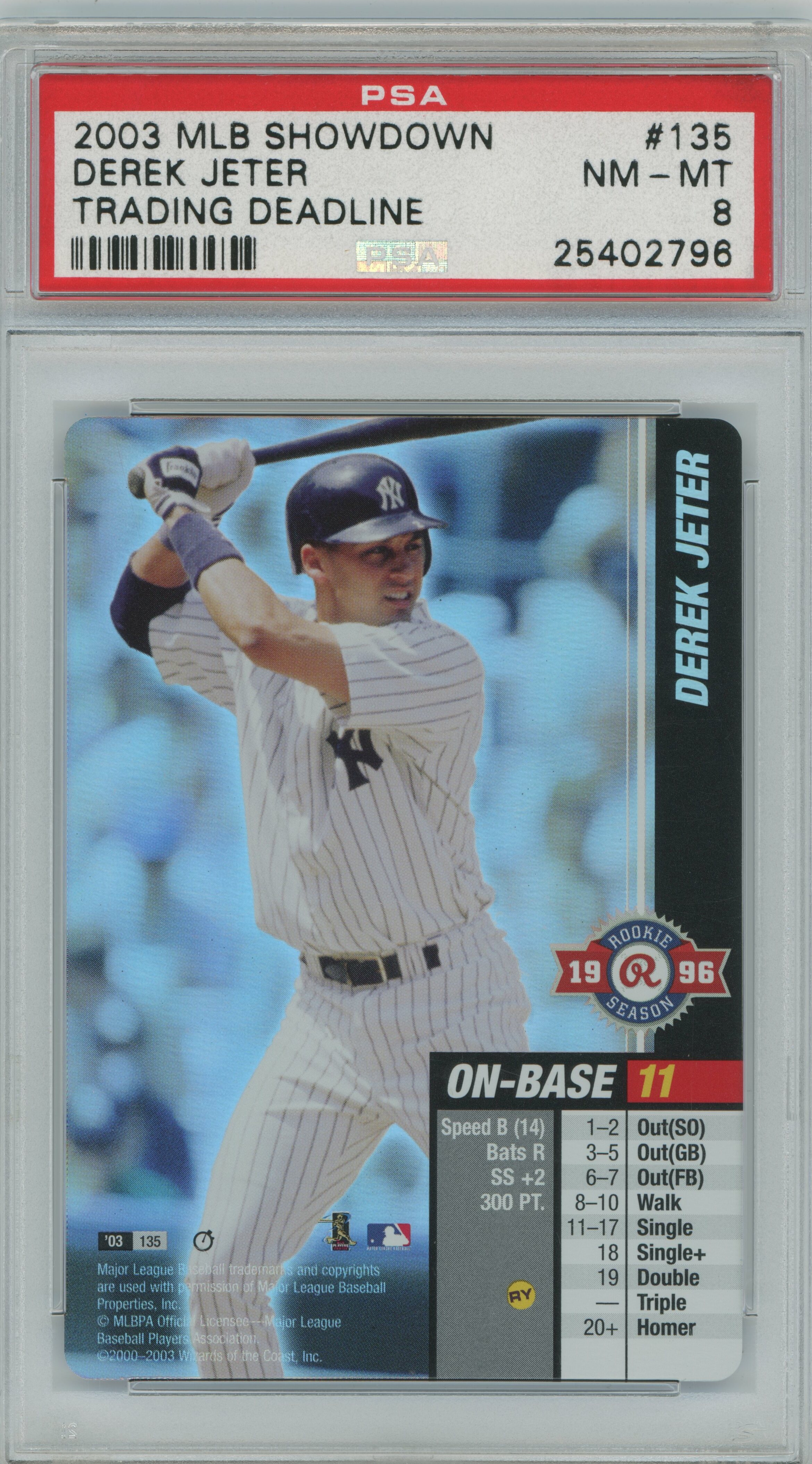 2003 MLB Showdown Trading Deadline Rookie Season Holo Derek Jeter PSA 8