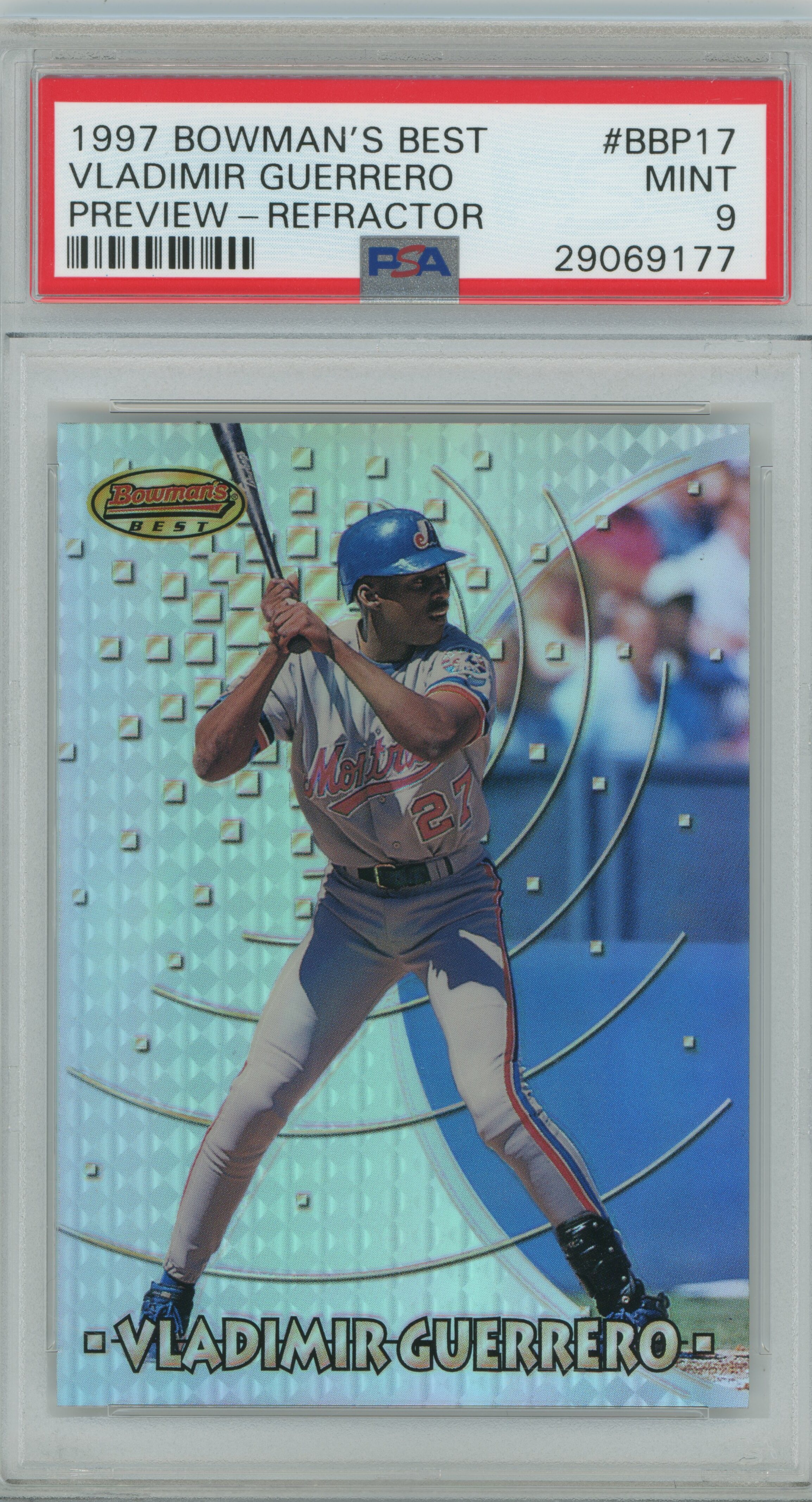 1997 Bowman's Best Preview Refractor Vladimir Guerrero PSA 9