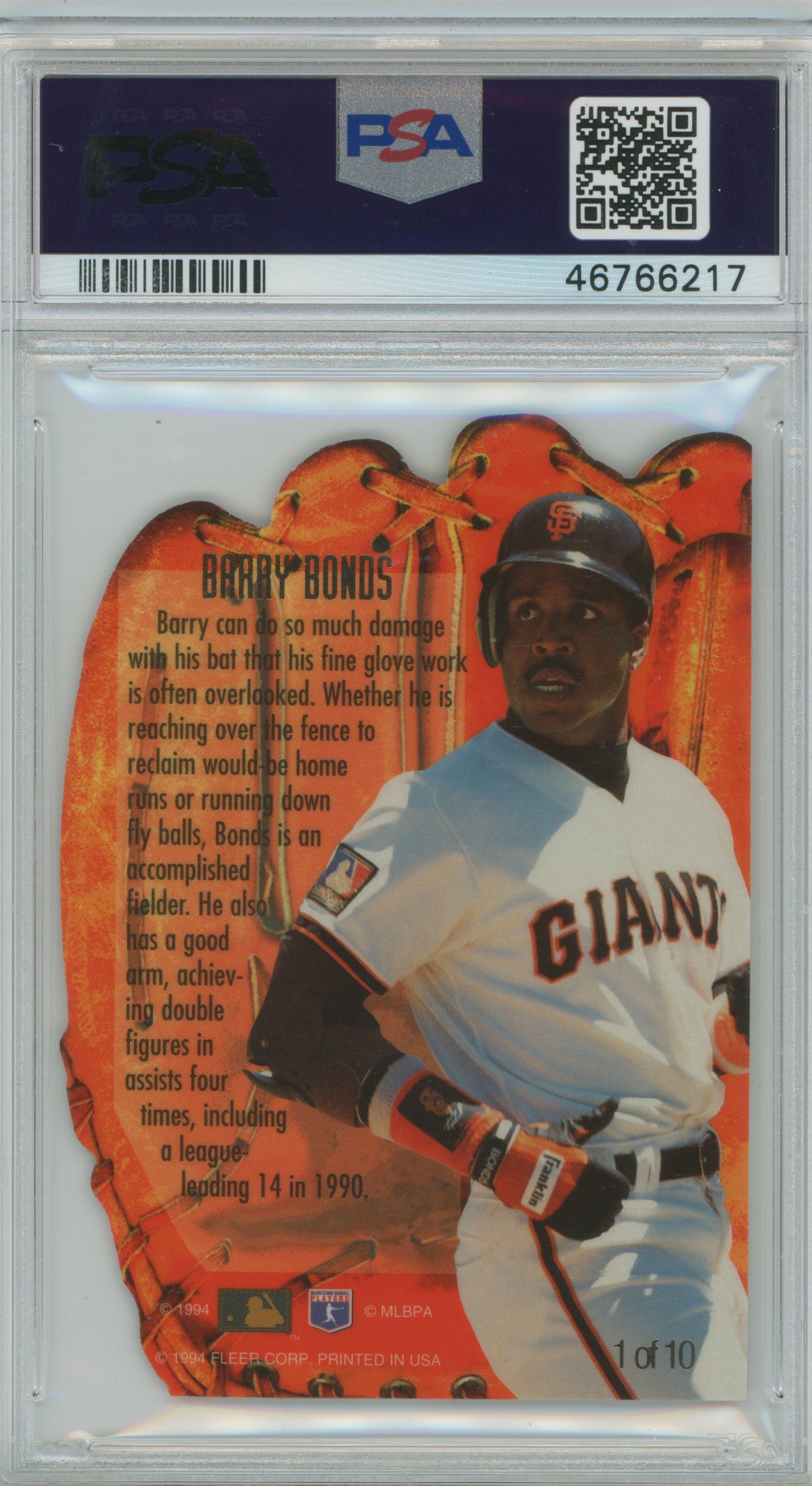 1994 Flair Hot Gloves Barry Bonds PSA 9