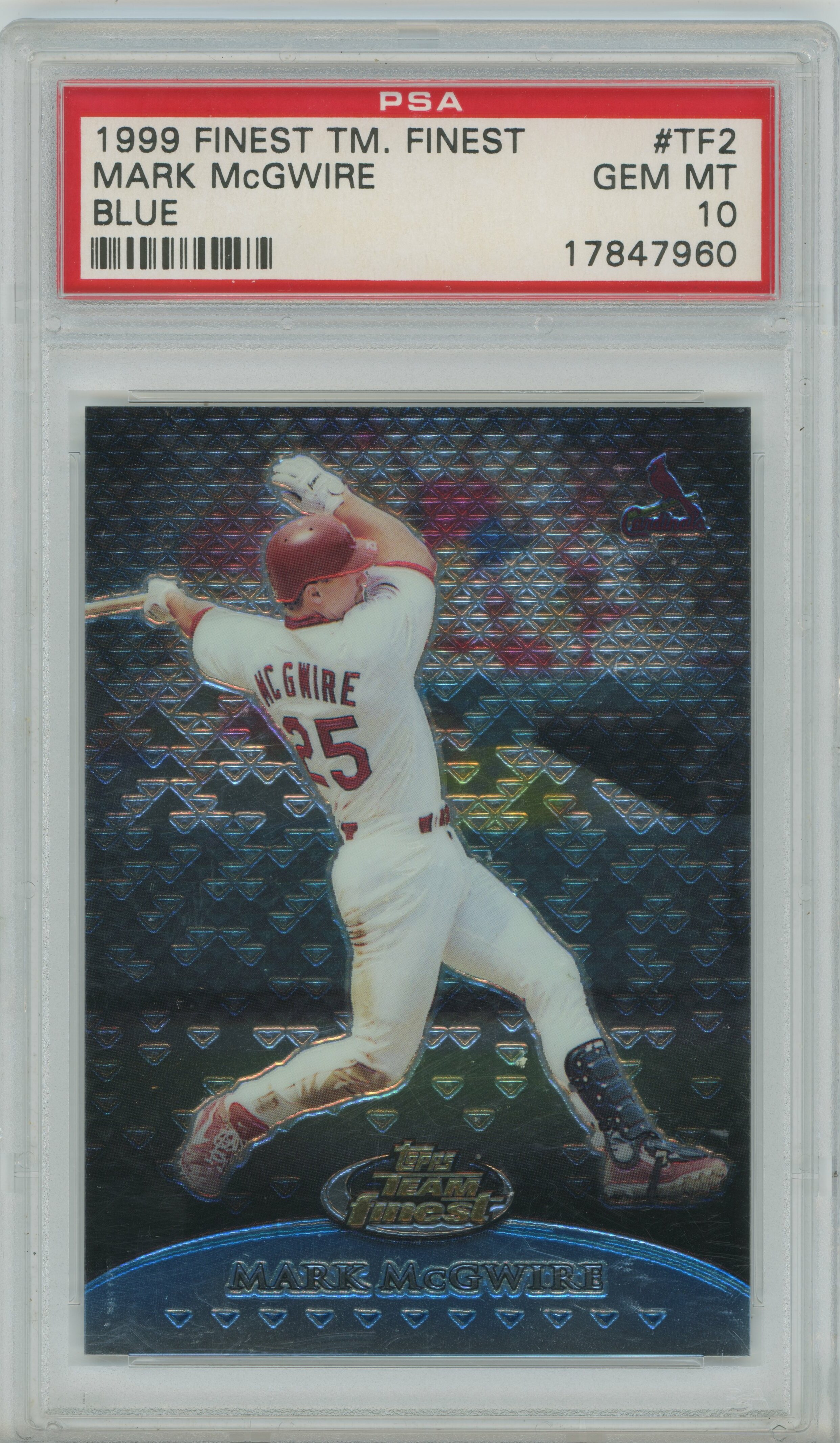 1999 Finest Team Finest Blue Mark McGwire PSA 10