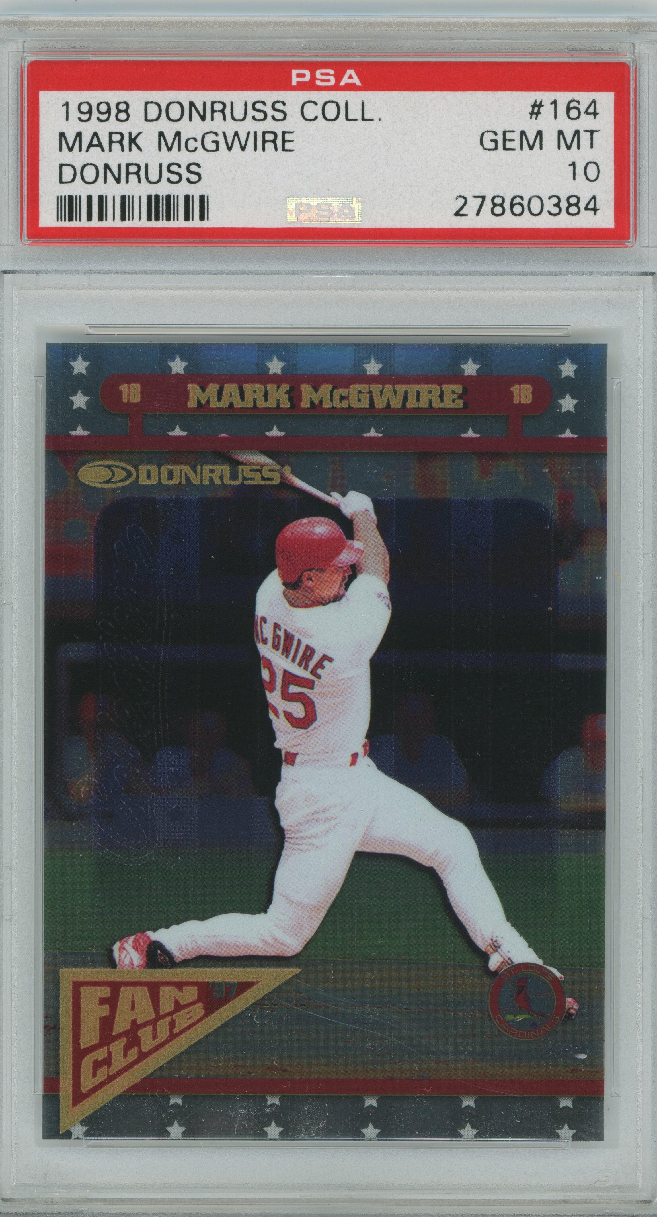 1998 Donruss Collection Fan Club Mark McGwire PSA 10