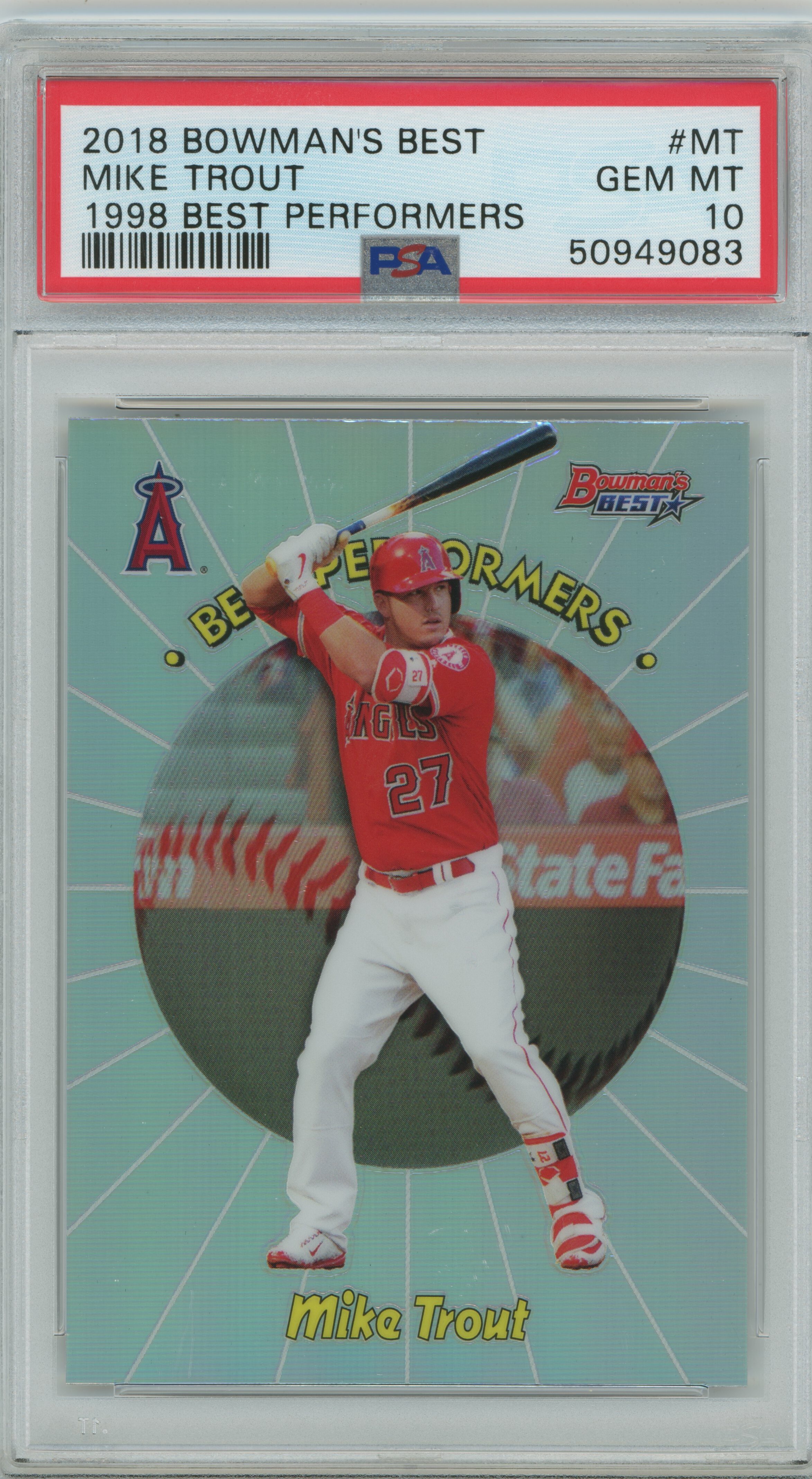 2018 Bowman's Best 1998 Best Performers Mike Trout PSA 10