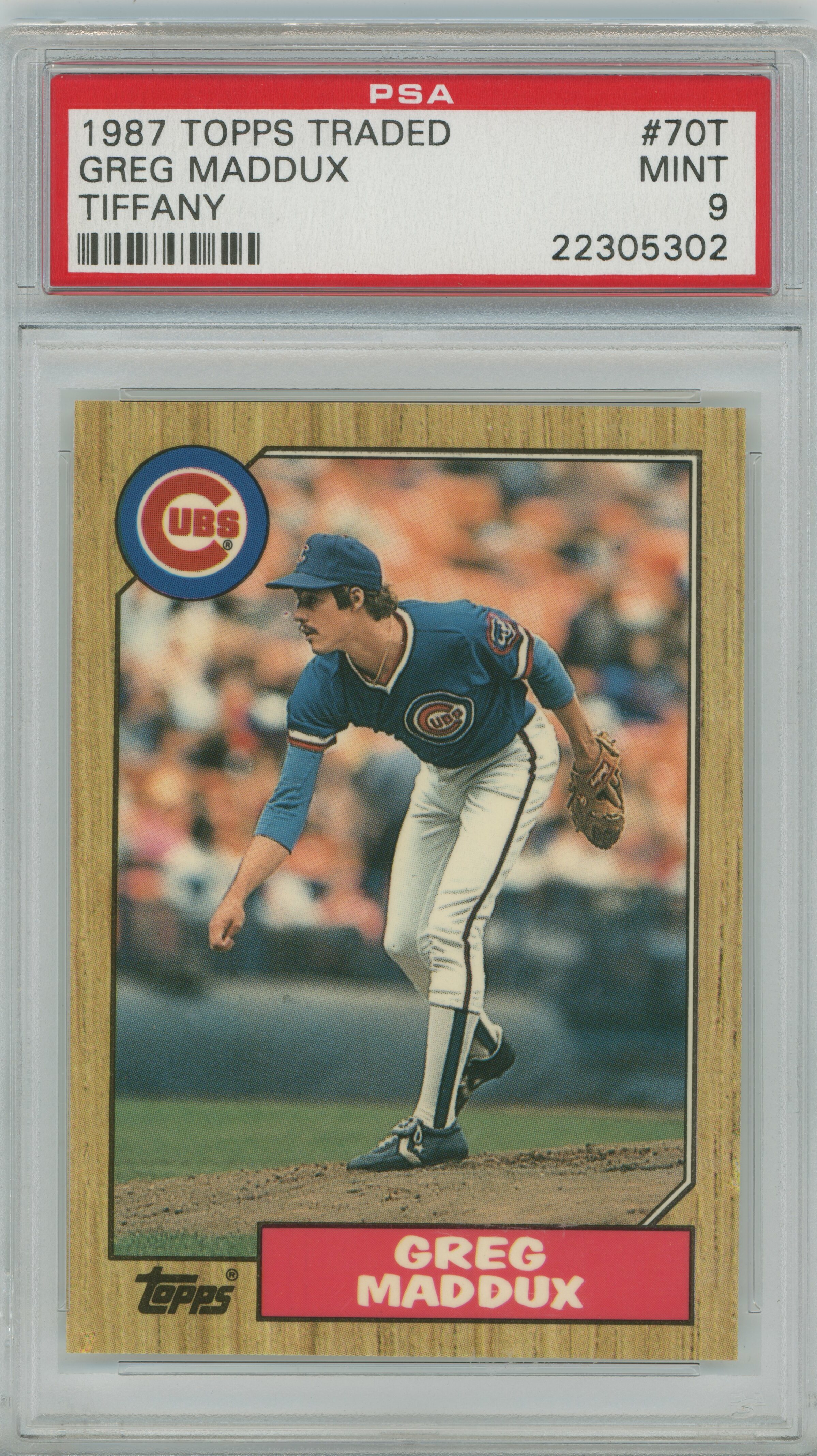 1987 Topps Traded Tiffany RC Greg Maddux PSA 9