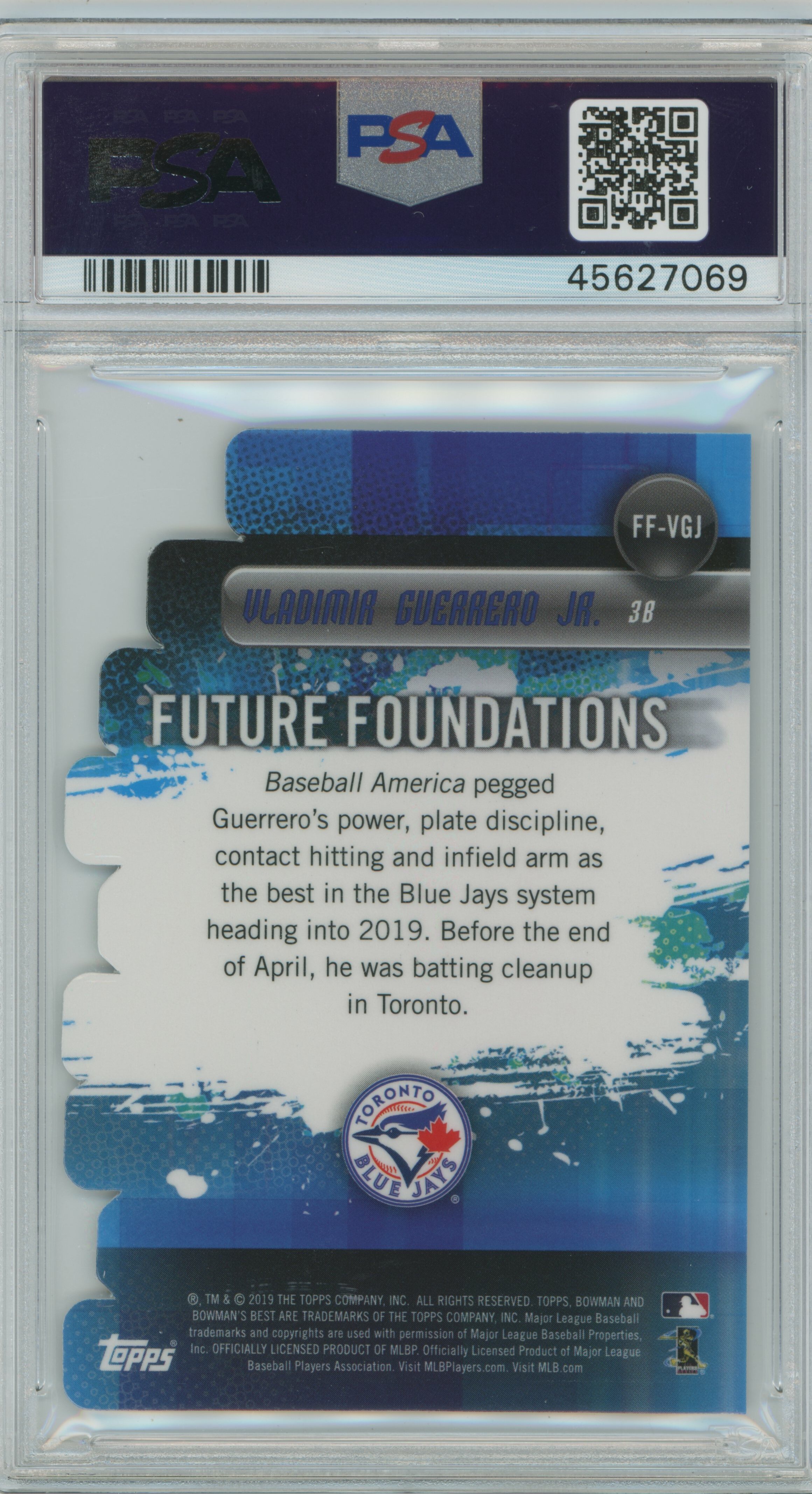 2019 Bowman's Best Future Foundations Die-cut Vladimir Guerrero Jr. PSA 9