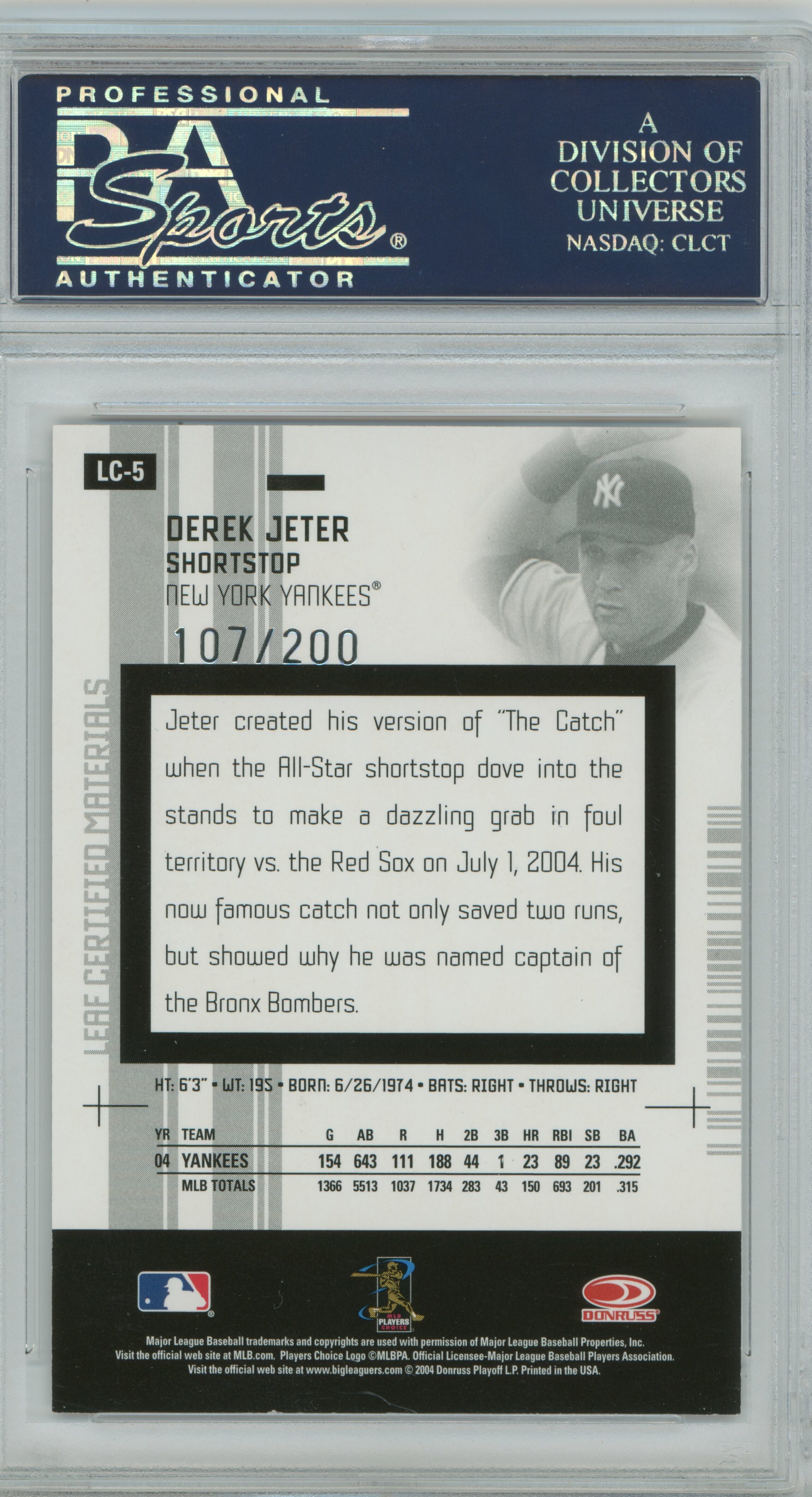 2005 Certified Materials Preview Mirror Red Derek Jeter PSA 8.5