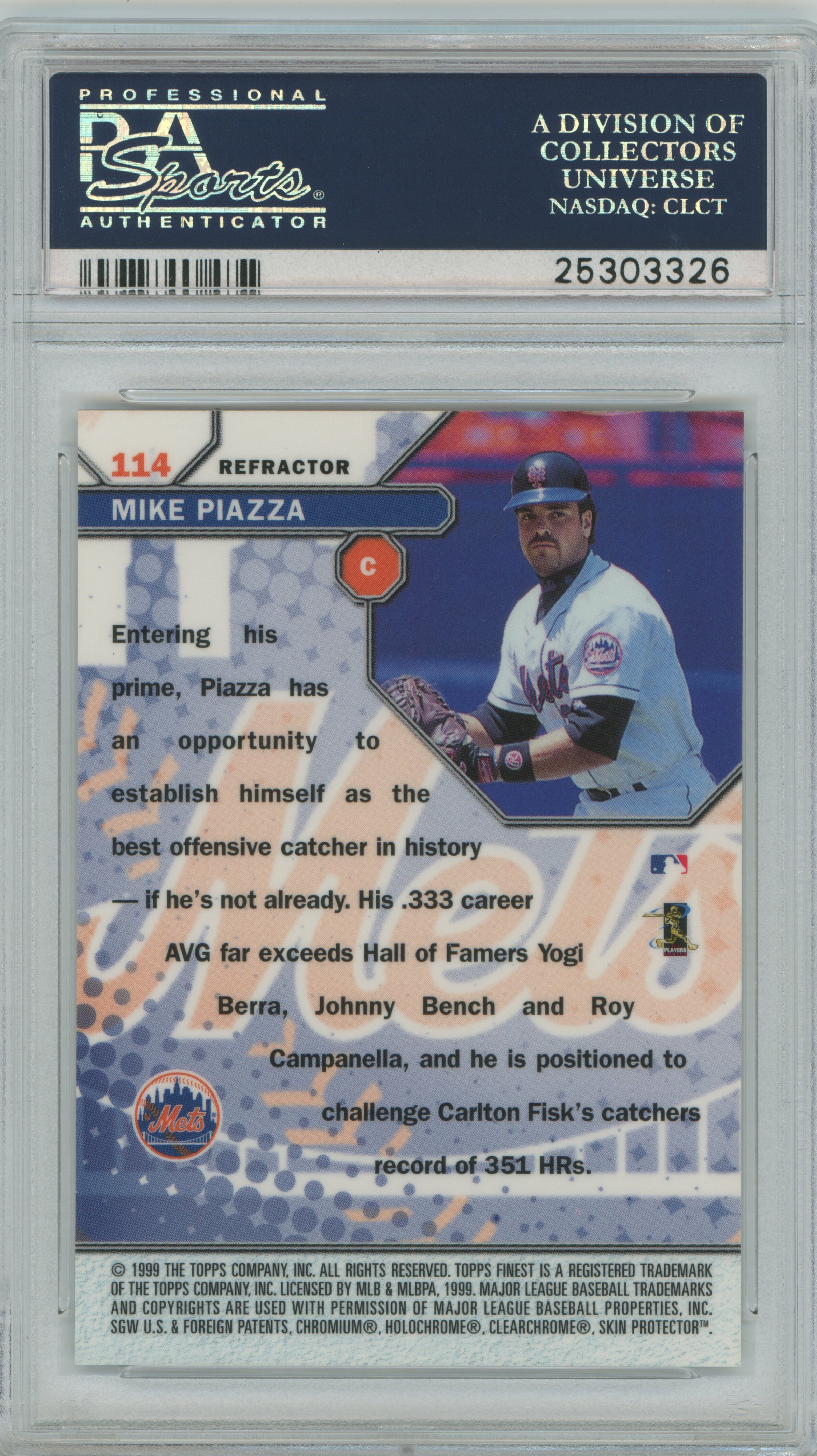 1999 Finest Refractor Mike Piazza PSA 8