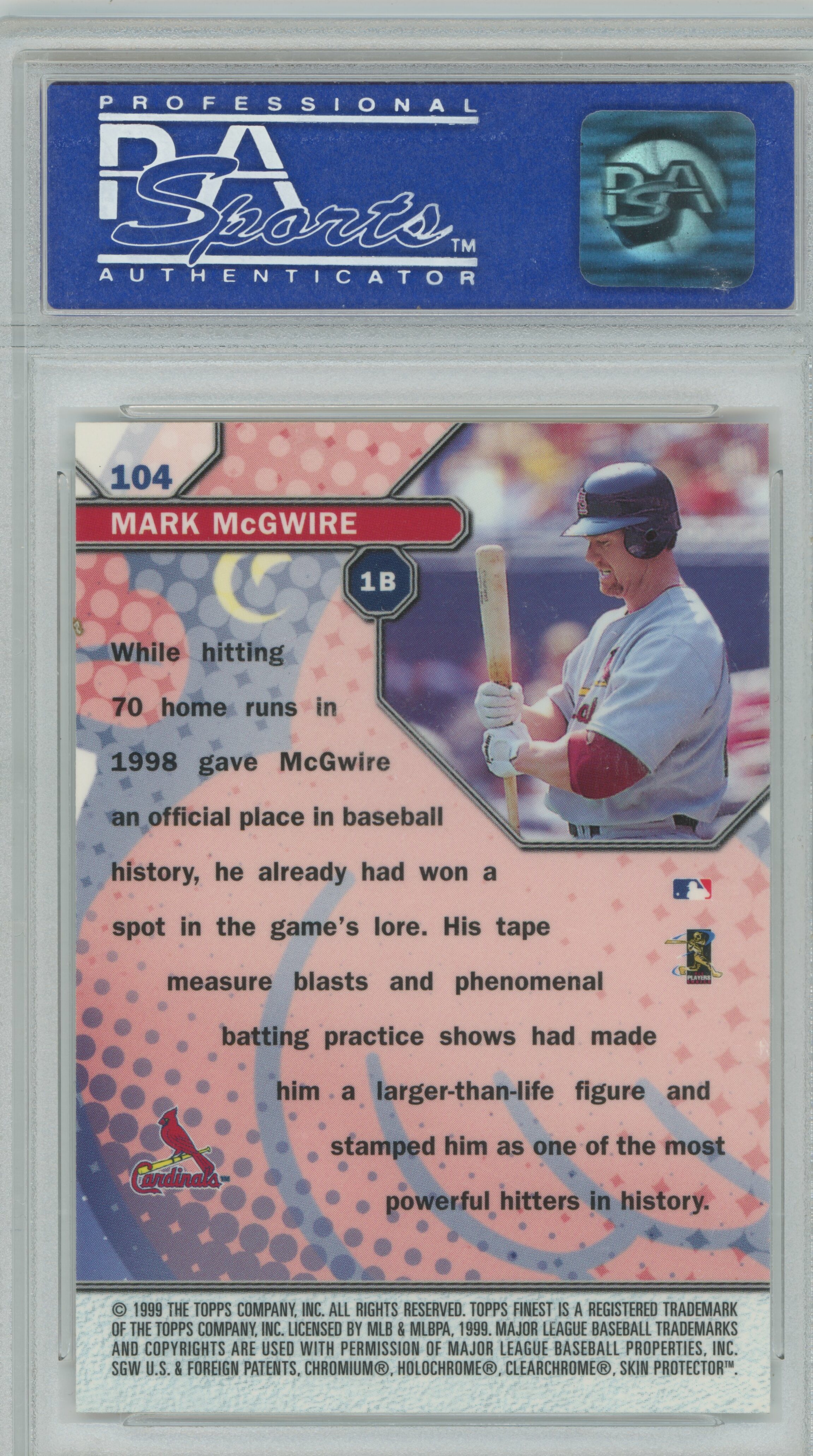 1999 Finest Mark McGwire PSA 10