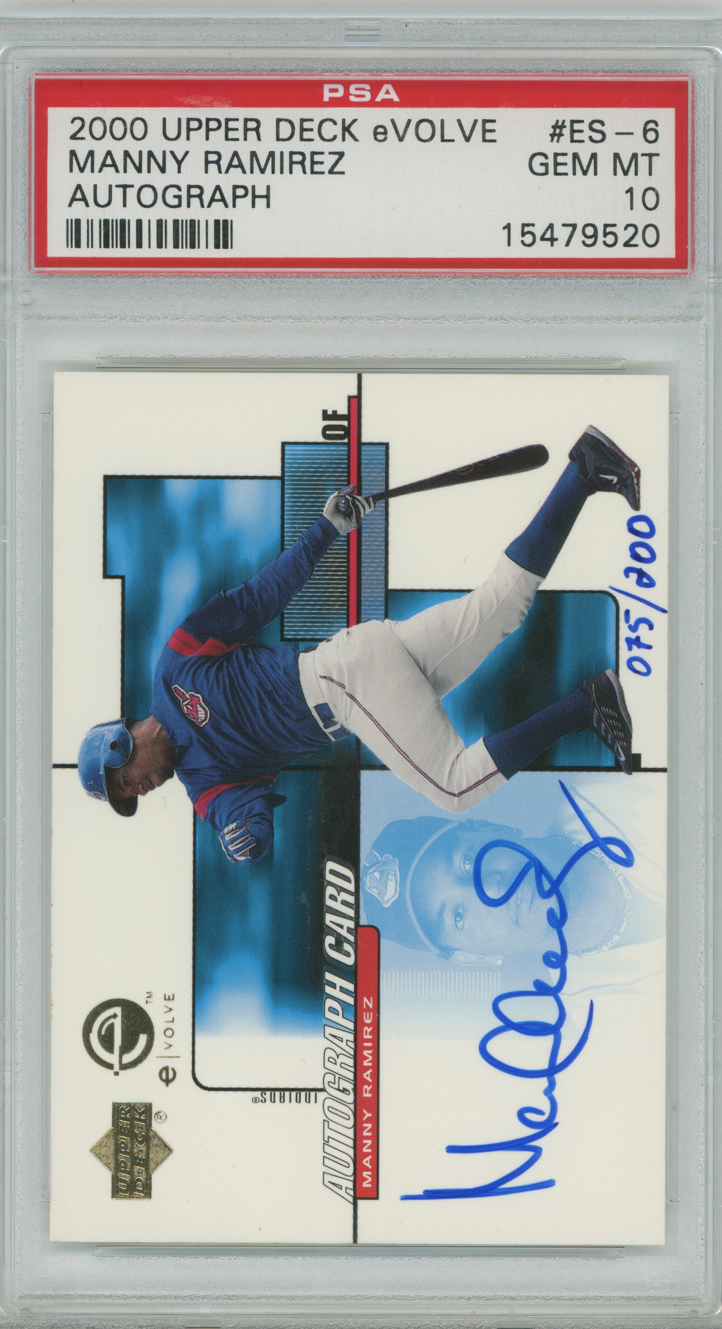 2000 Upper Deck eVolve Auto Manny Ramirez PSA 10