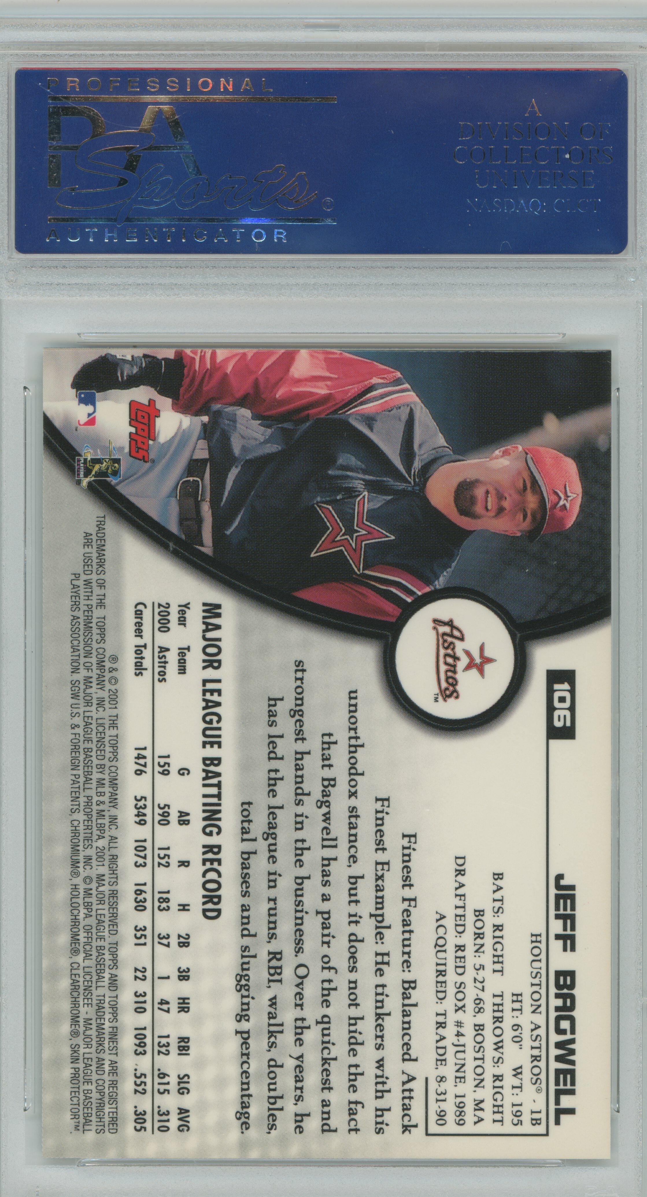 2001 Finest Jeff Bagwell PSA 10