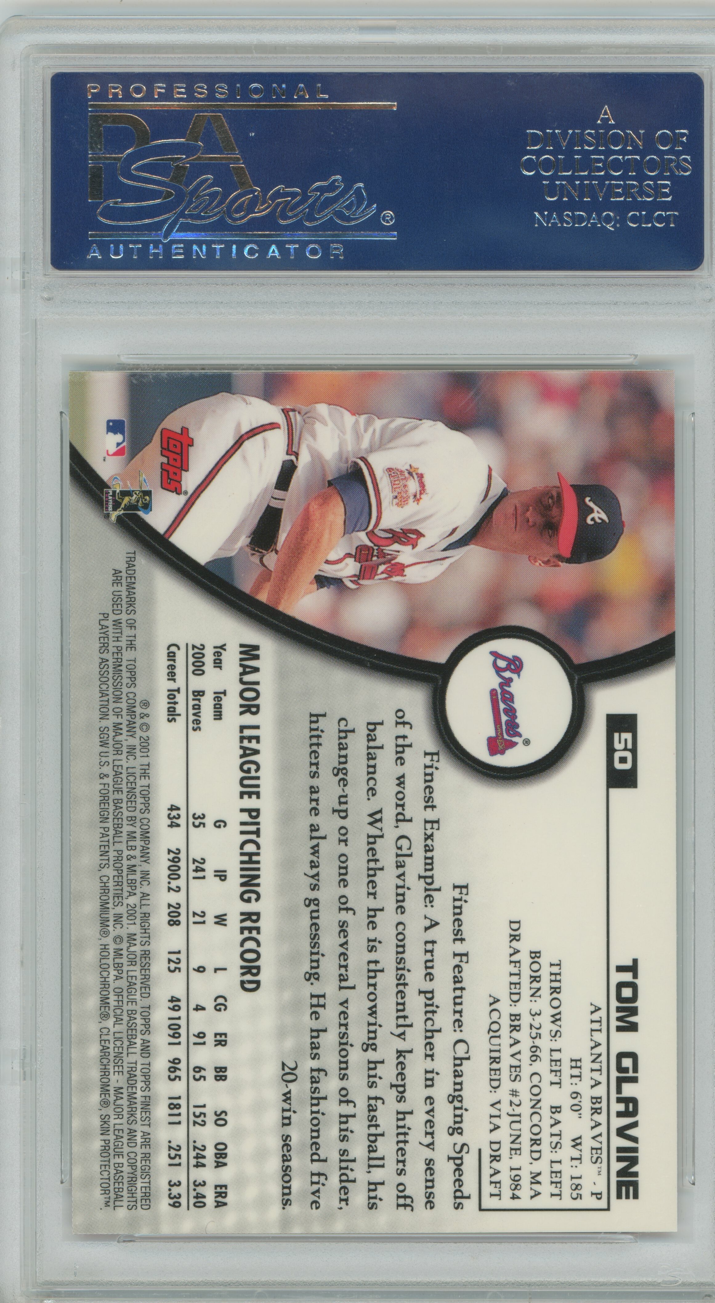 2001 Finest Tom Glavine PSA 10