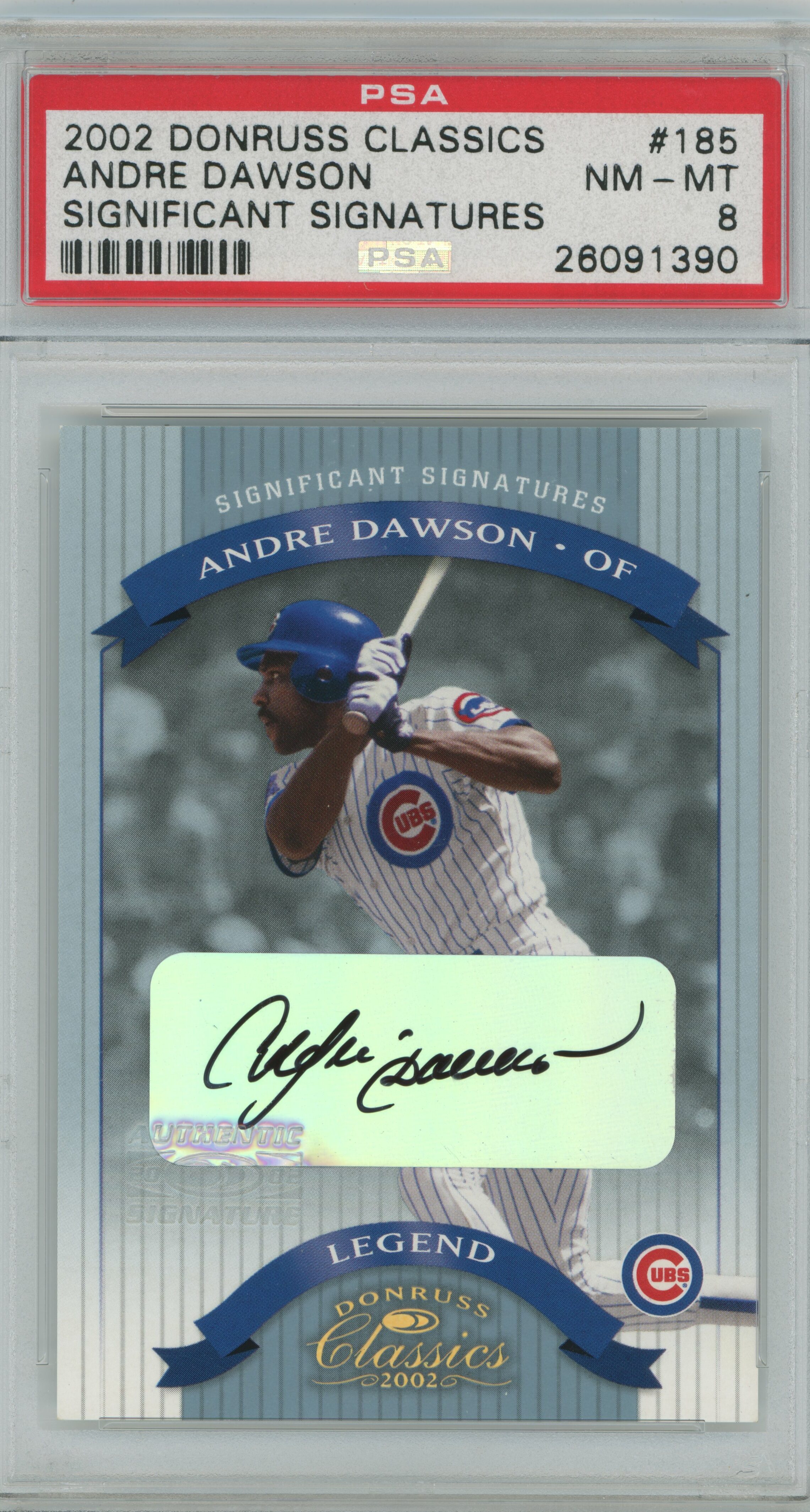 2002 Classics Significant Signatures Auto Andre Dawson PSA 8