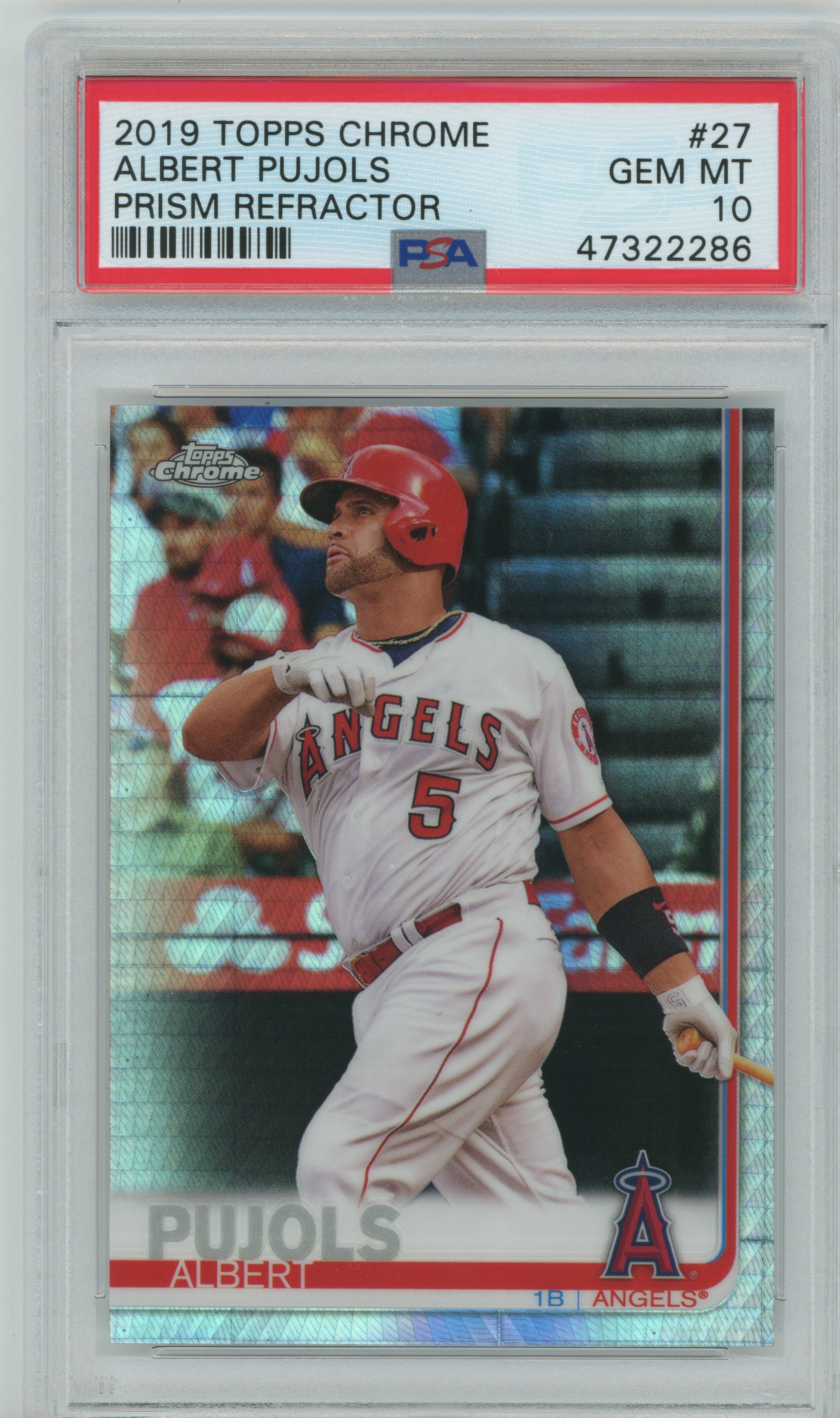 2019 Topps Chrome Prism Refractor Albert Pujols PSA 10