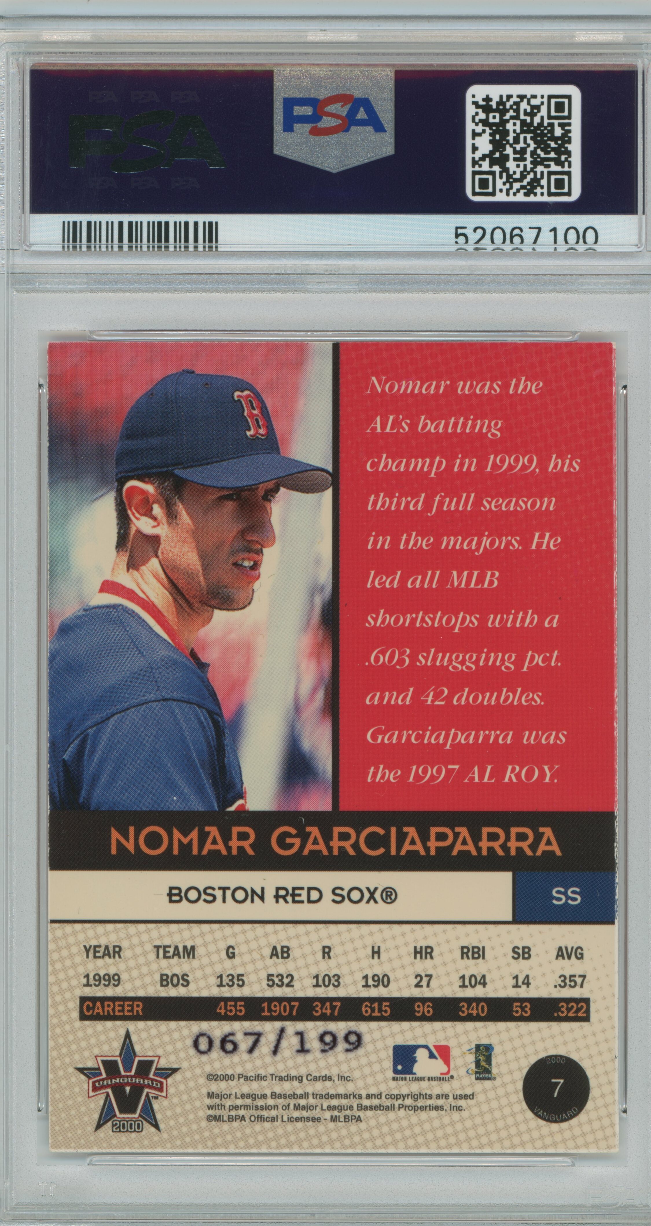 2000 Vanguard Gold Nomar Garciaparra PSA 9