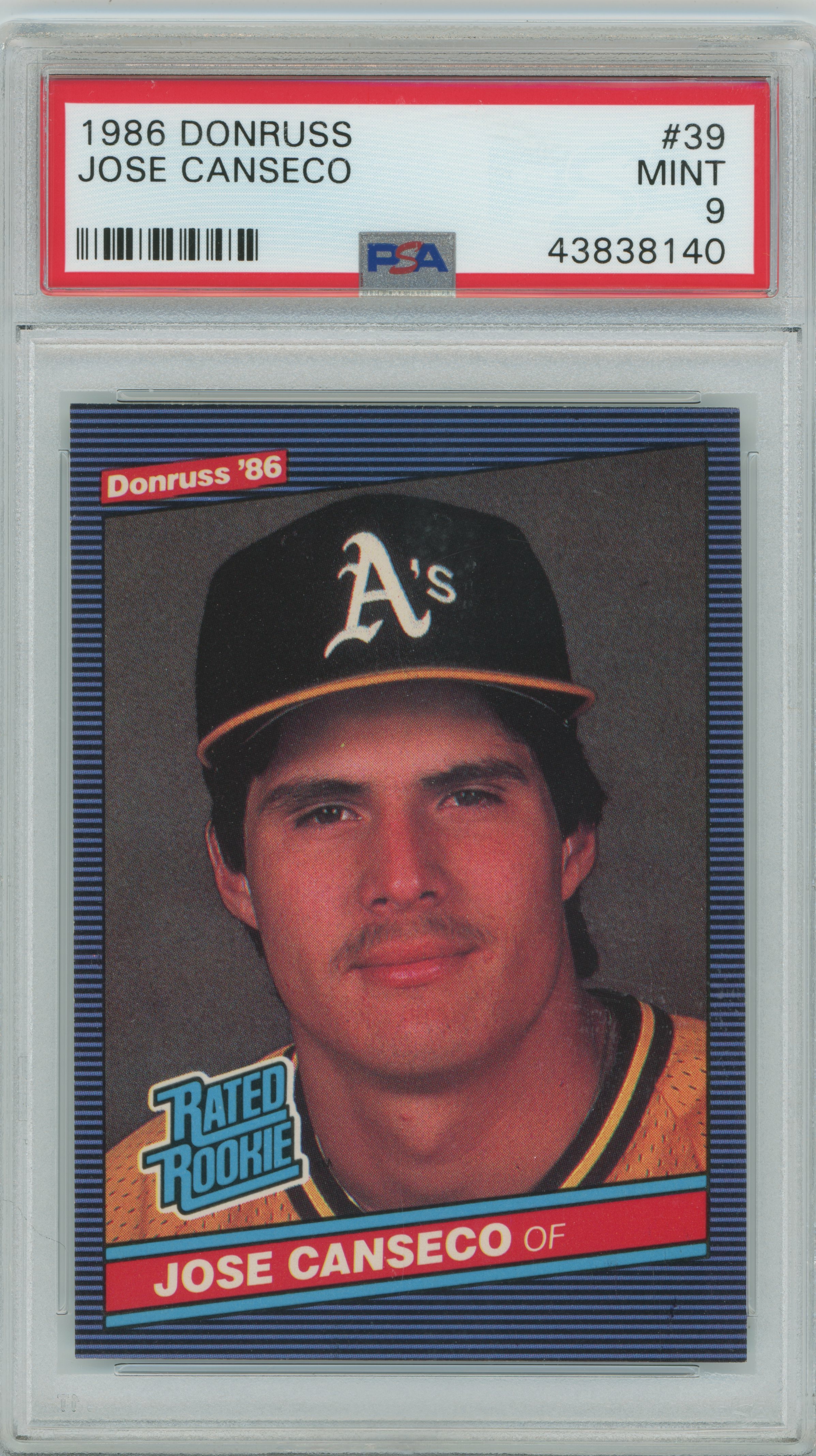 1986 Donruss Jose Canseco PSA 9