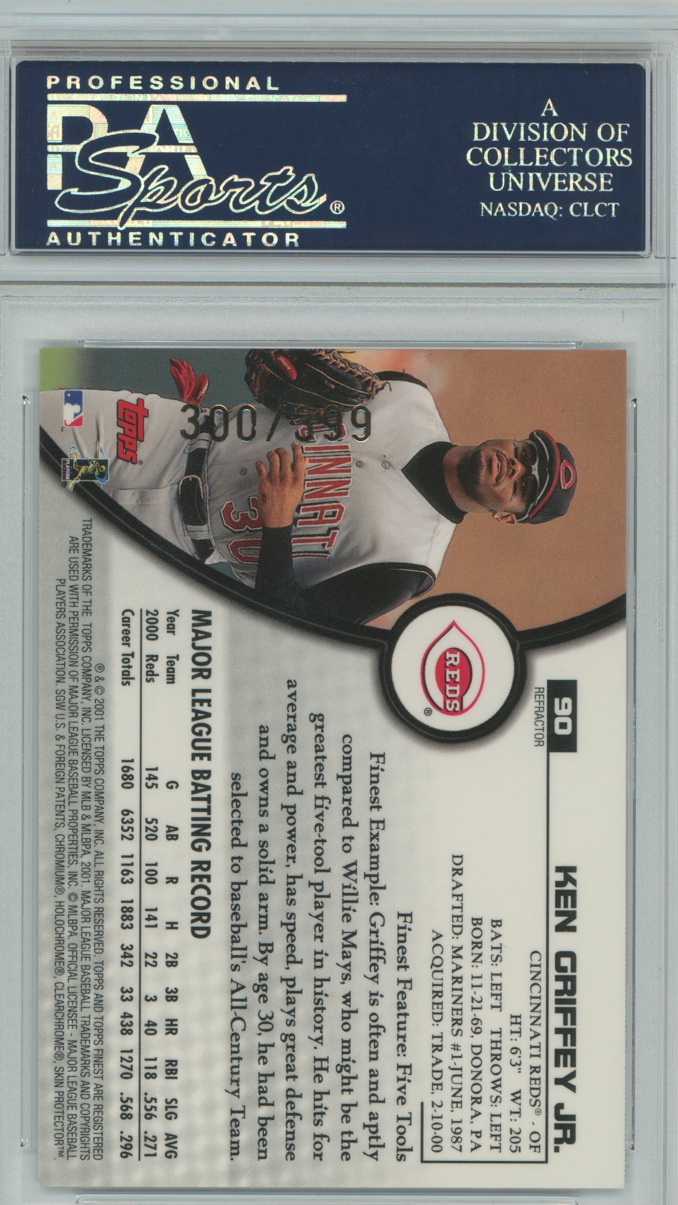 2001 Finest Refractor Ken Griffey Jr. PSA 9