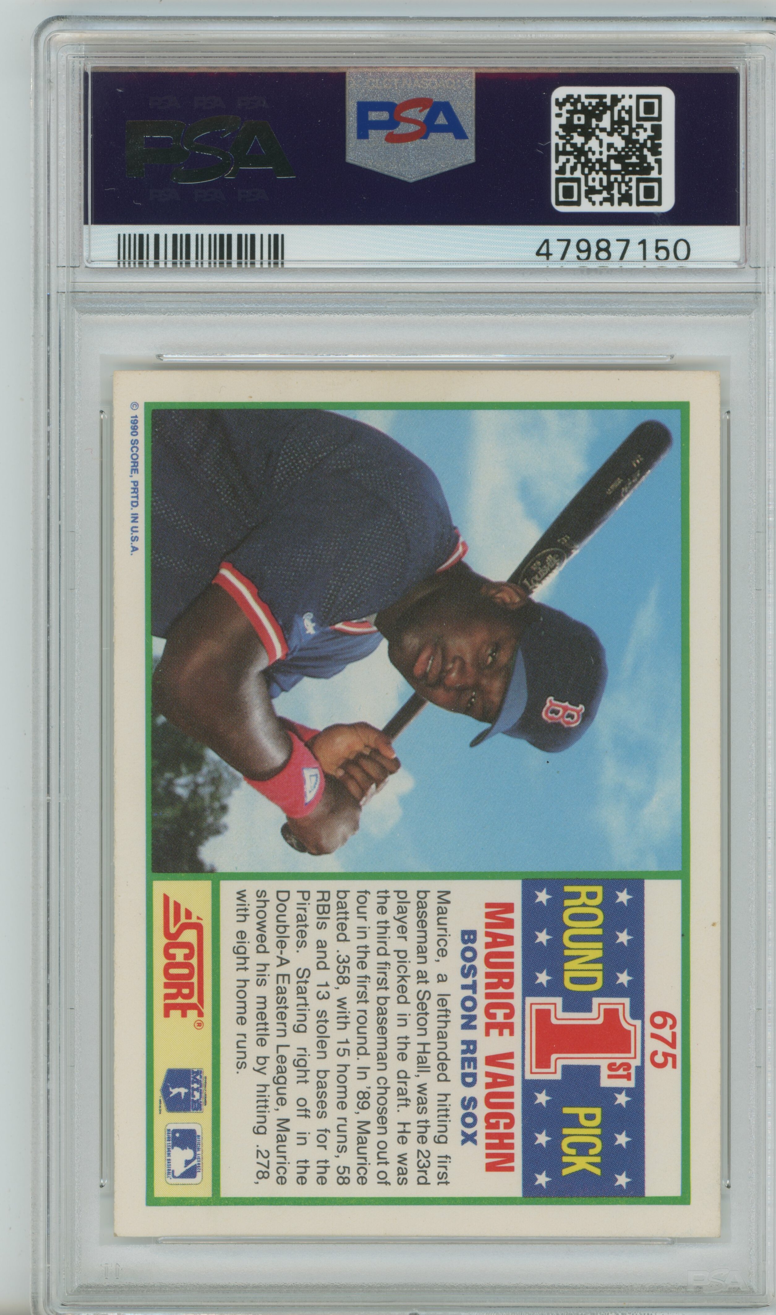 1990 Score RC Mo Vaughn PSA 9