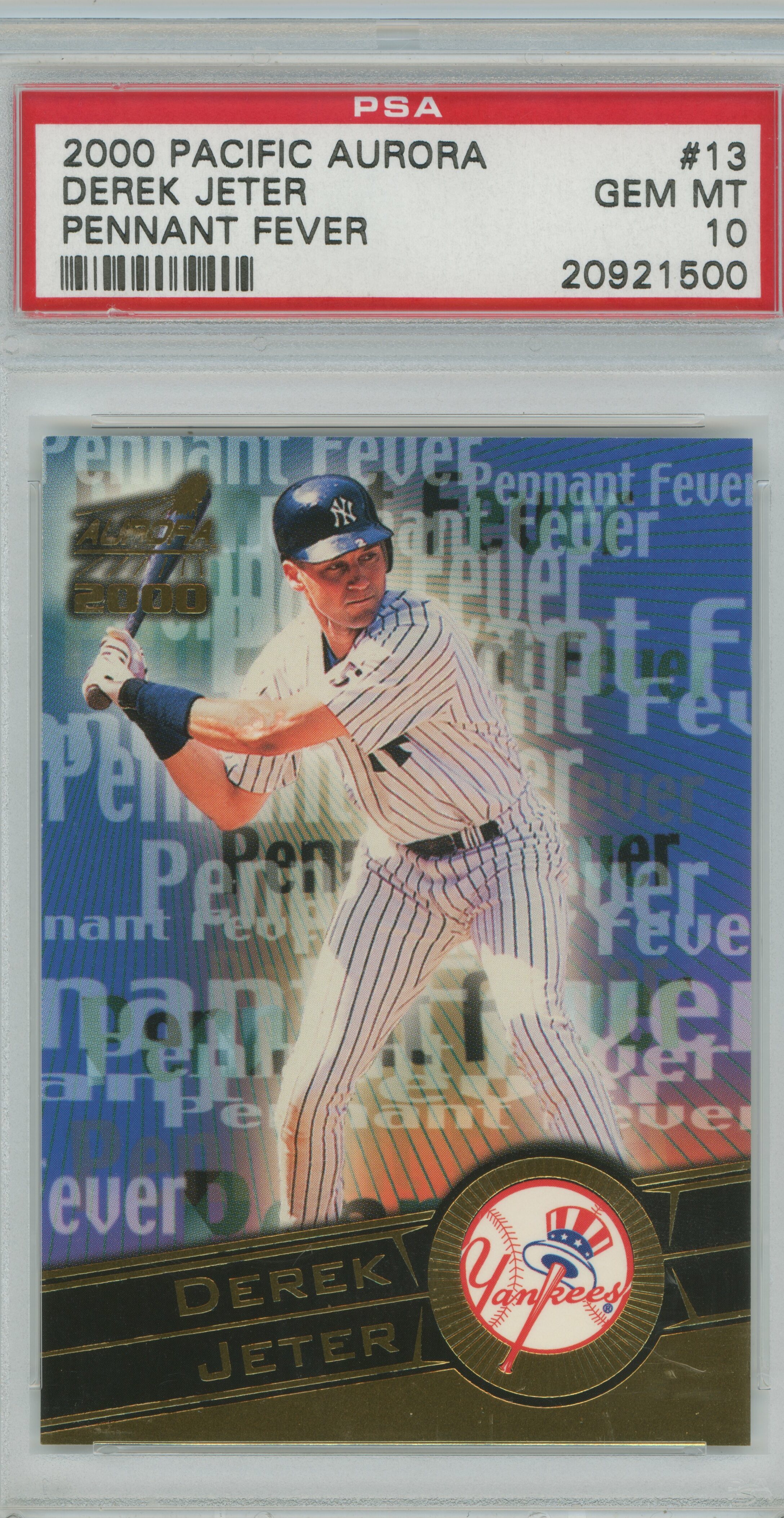 2000 Aurora Pennant Fever Derek Jeter PSA 10