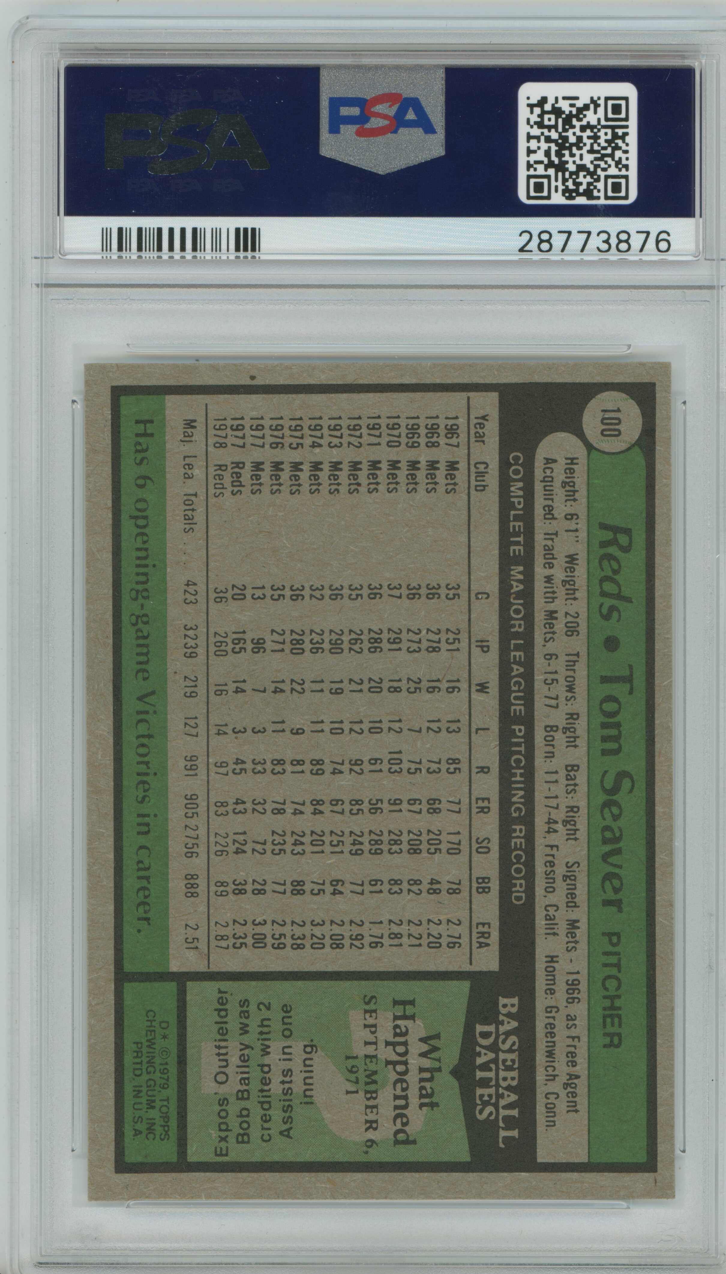 1979 Topps Tom Seaver PSA 9